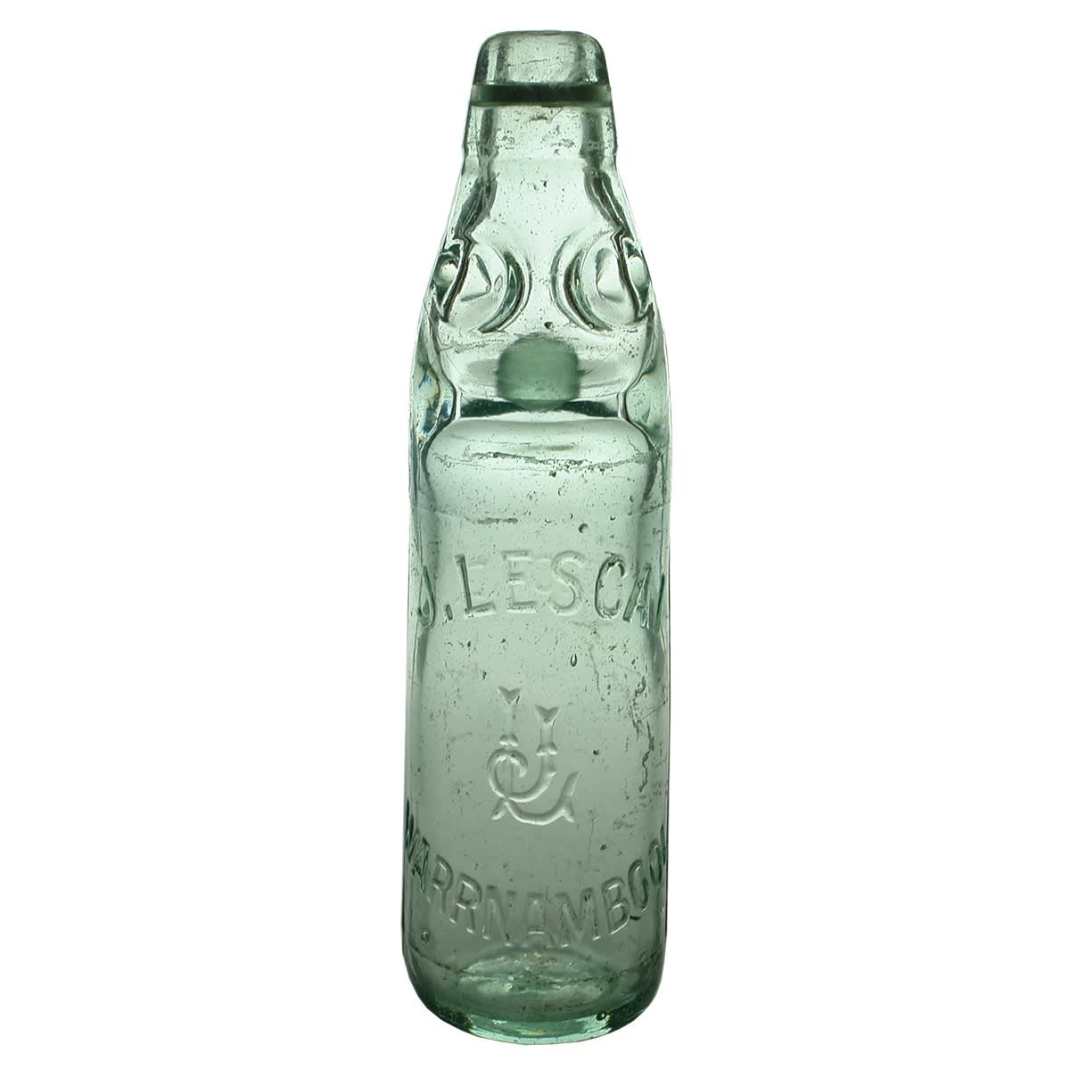 Codd. J. Lescai, Warrnambool. Lemonade. M base mark. Aqua. 10 oz. (Victoria)