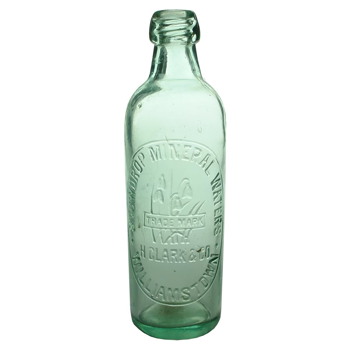 Internal Thread. Snowdrop Mineral Waters, H. Clark & Co. Williamstown only. Aqua. 26 oz. (Victoria)