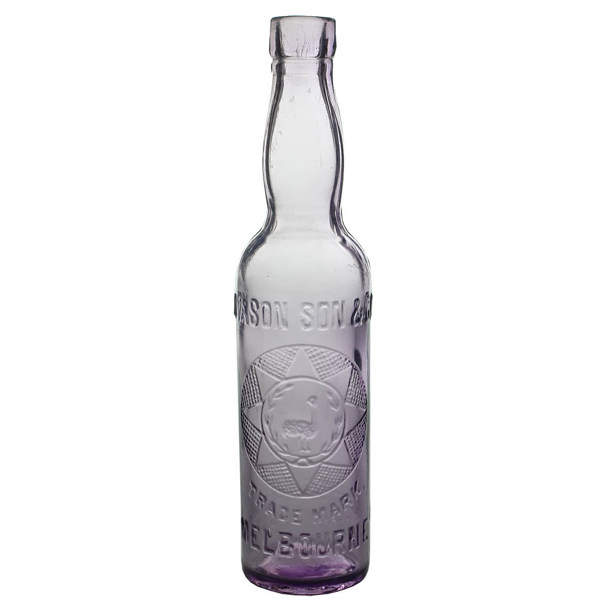 Cordial or Sauce. Dyason Son & Co. Melbourne. Emu. Sun Coloured Amethyst. 13 oz. Half Size. (Victoria)