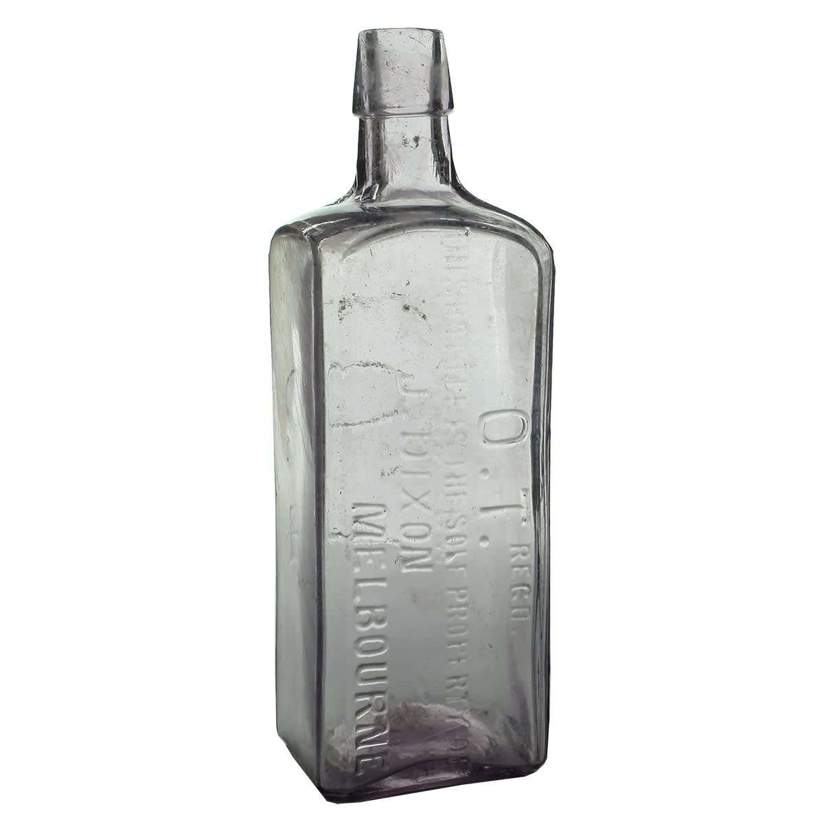 Cordial. O. T. Registered. J. Dixon, Melbourne. Oblong. Sun Coloured Amethyst. 26 oz. (Victoria)