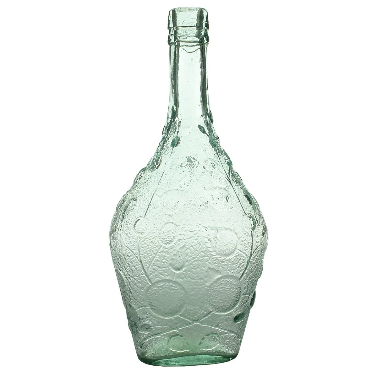 Cordial. Roses Cordial, Bladder shape. Aqua. Applied top. 26 oz. (United Kingdom)