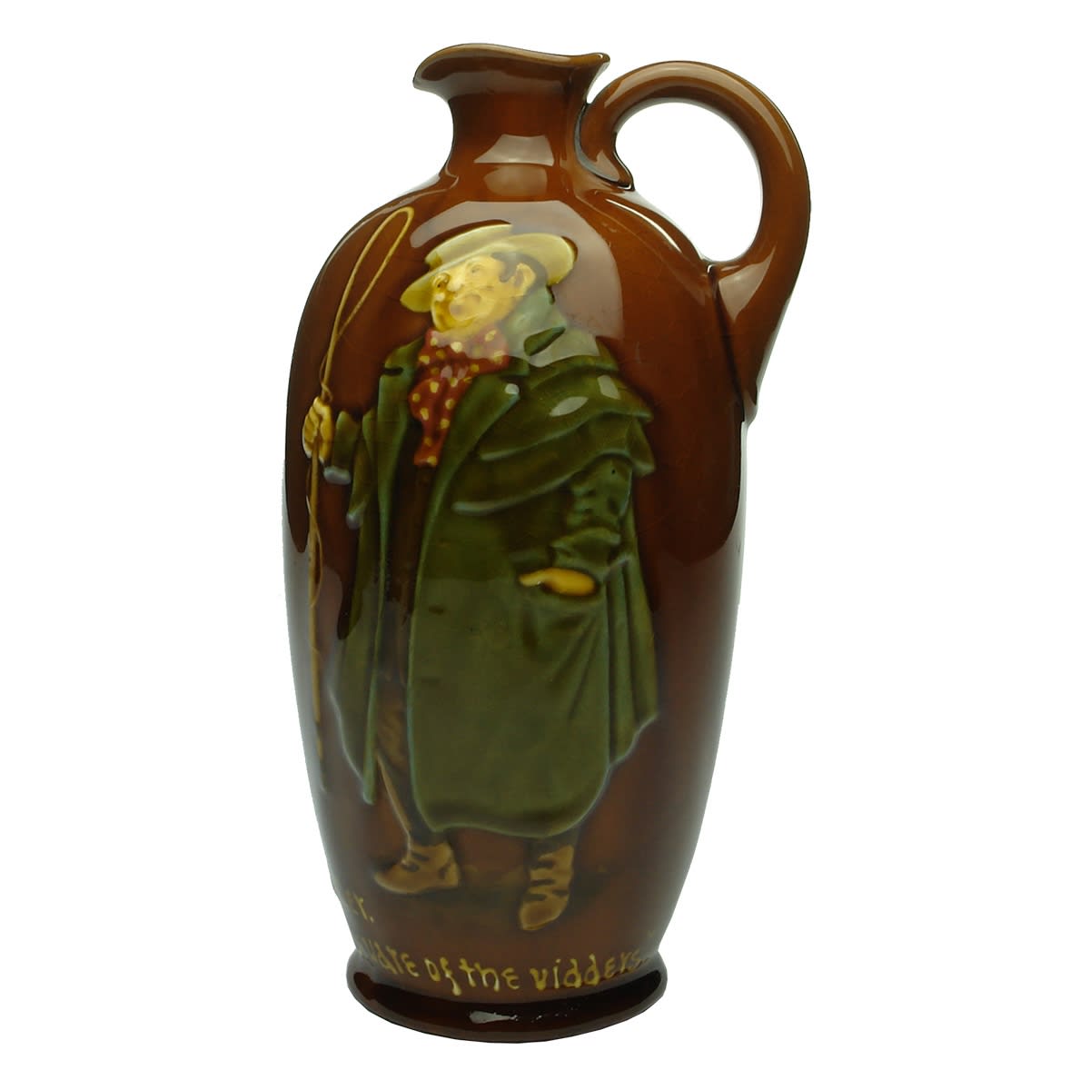 Kingsware Jug. Tony Weller, Beware of the Vidders. Dewar's Imperial. Royal Doulton. Medium/Light colours.