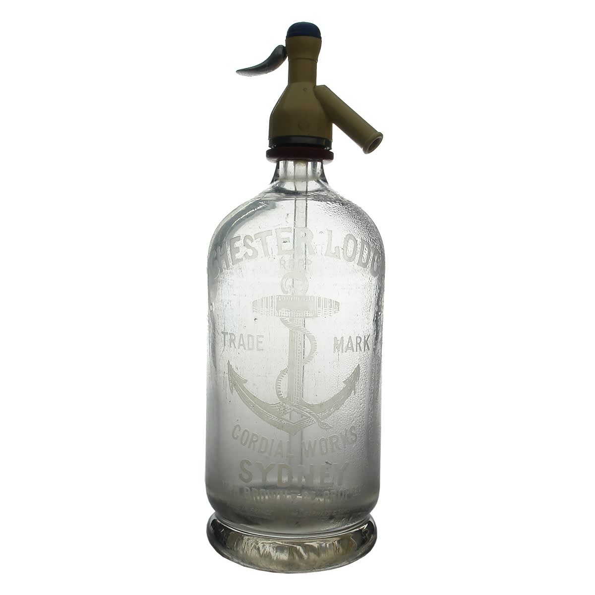 Soda Syphon. Chester Lodge Cordial Works, Sydney. W. H. Brown & Co Proprs. Made in France. 40 oz. (New South Wales)