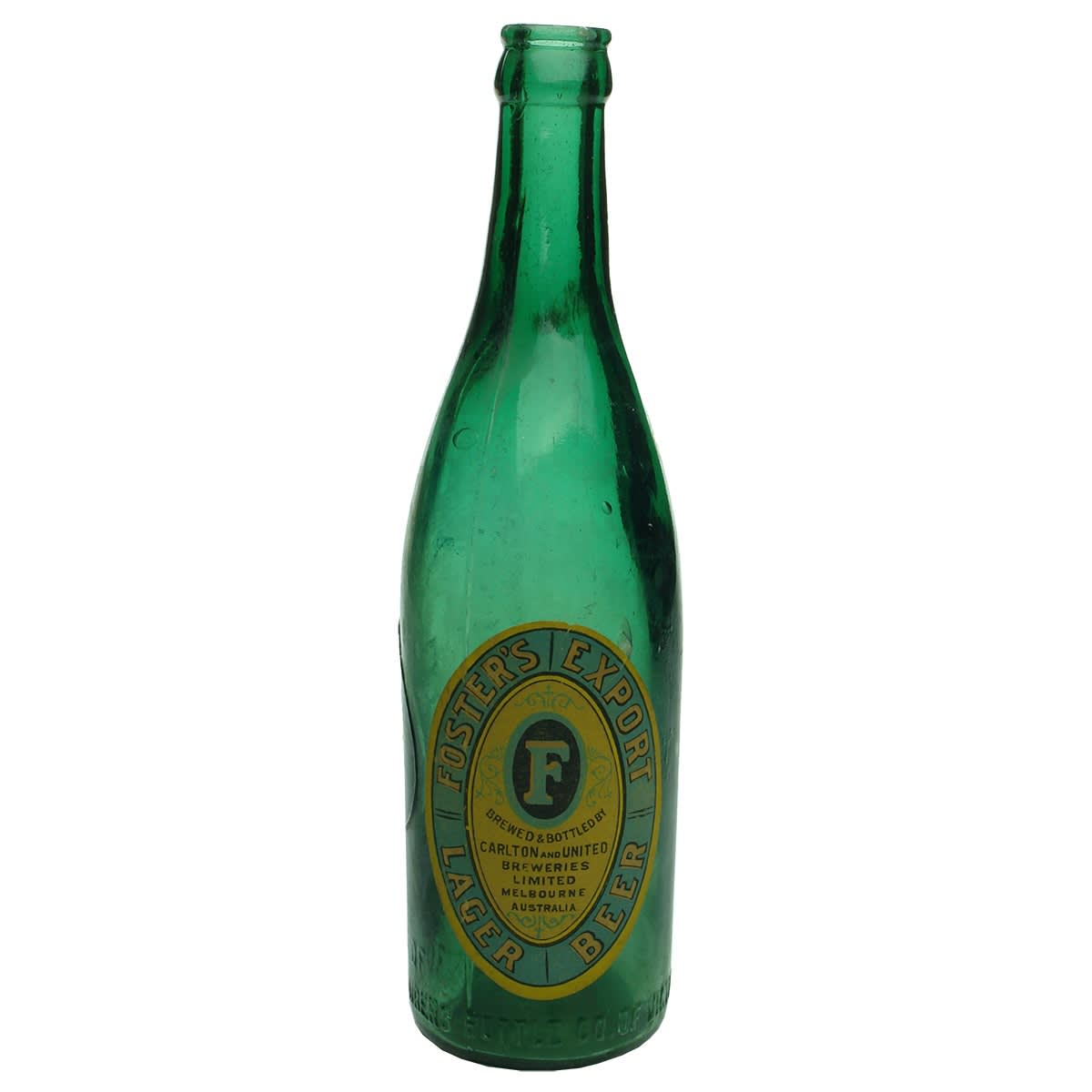 Beer. M. B. C. V. Crown Seal. Champagne. Blue-Green. 13 oz. Foster's Label. (Victoria)