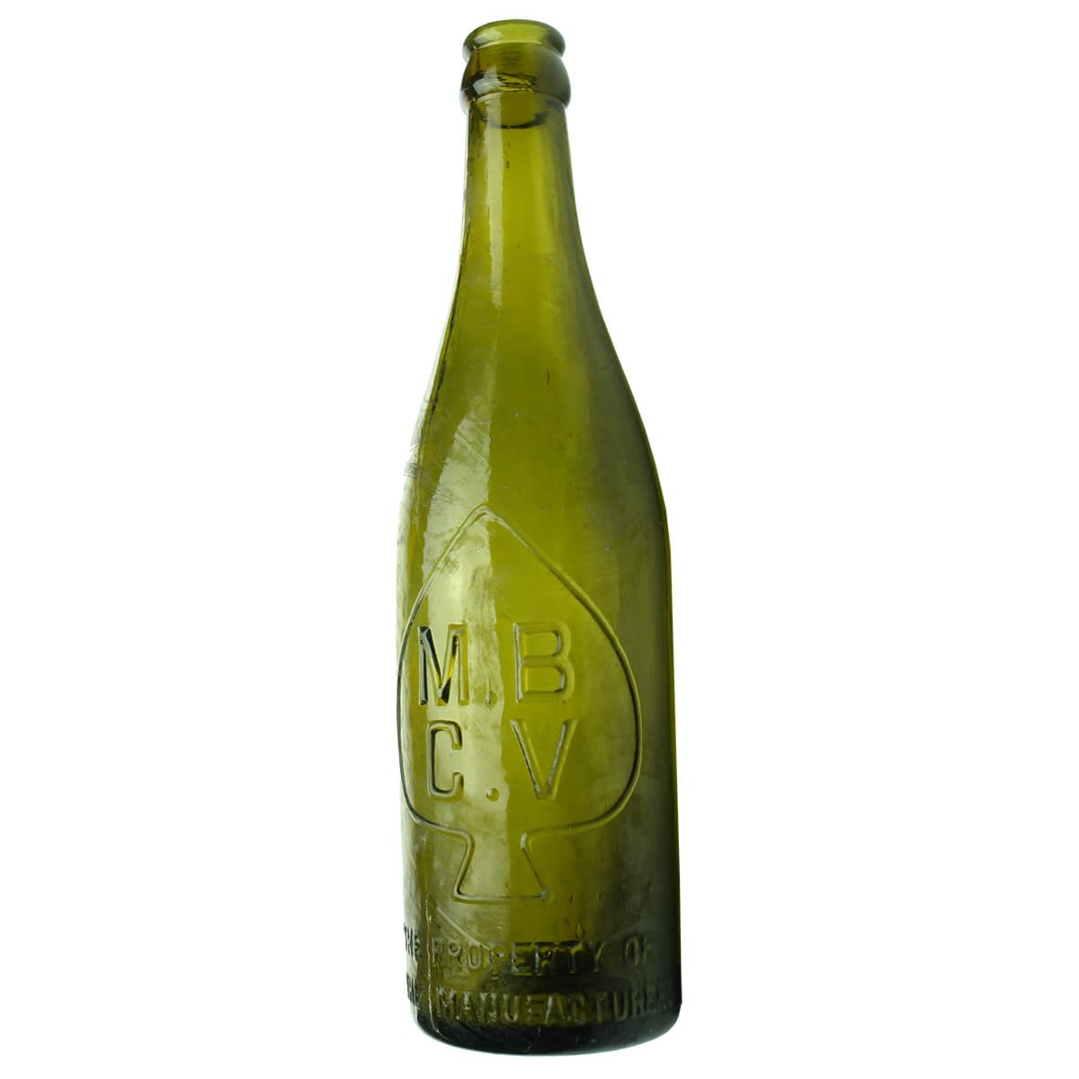 Beer. M. B. C. V. Crown Seal. Champagne. Olive Green. 13 oz. (Victoria)