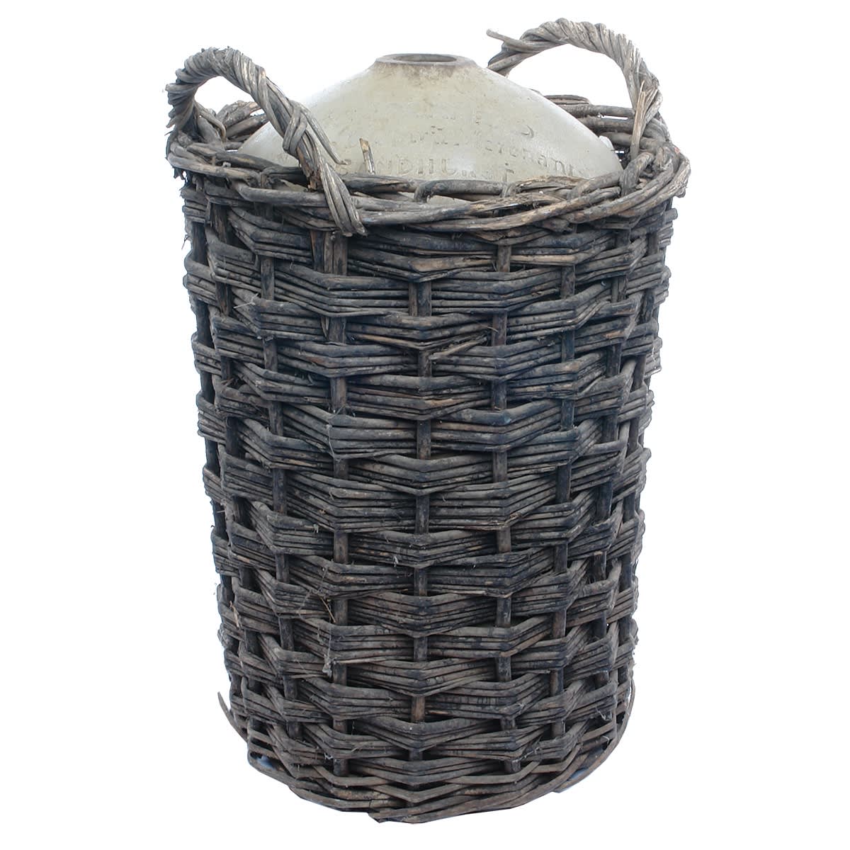 Demijohn. R. J. Moorhead, Wine & Spirit Merchant, Sandhurst. No visible potters stamp. (Bendigo, Victoria)