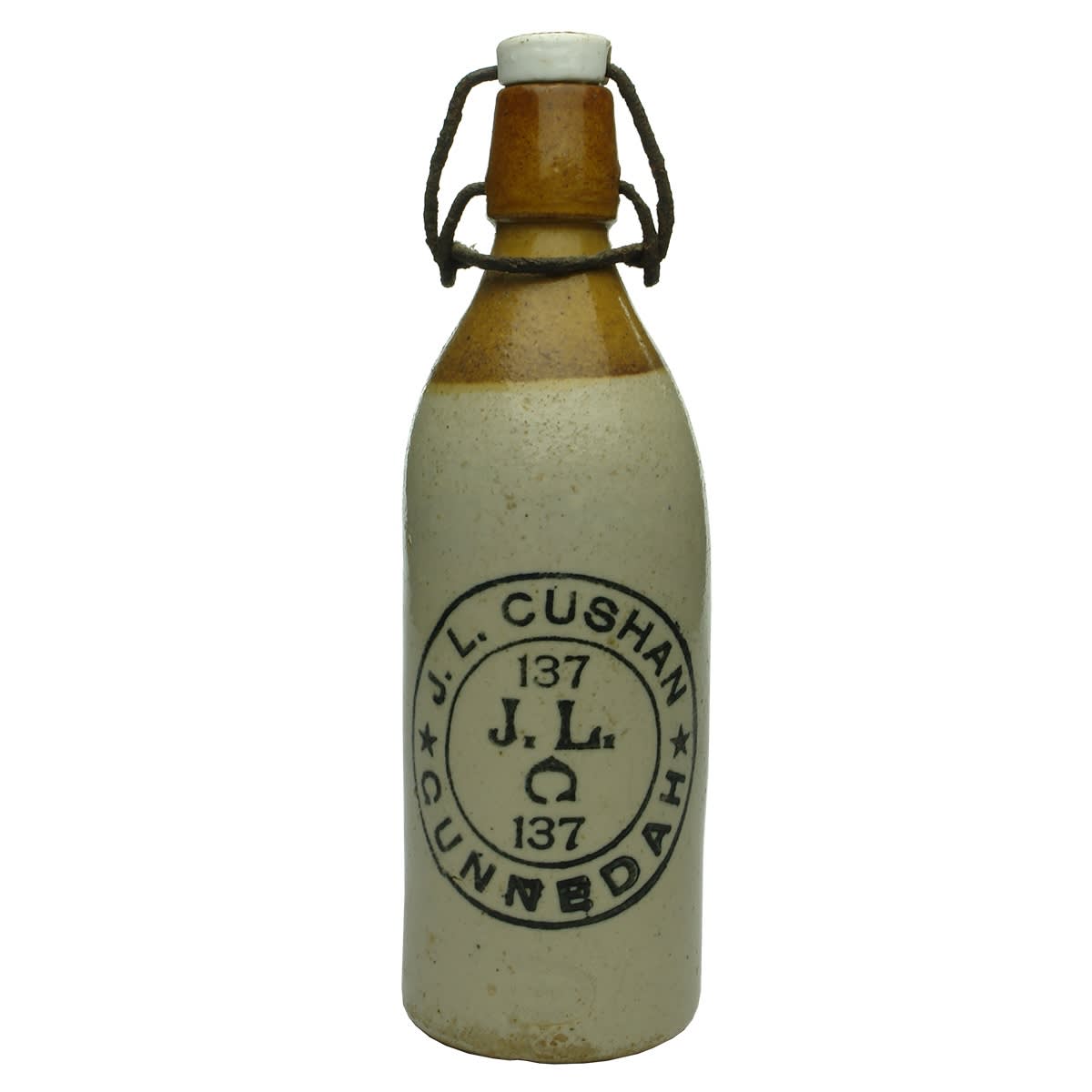 Ginger Beer. J. L. Cushan, Gunnedah. Lightning Stopper. Tan Top. (New South Wales)