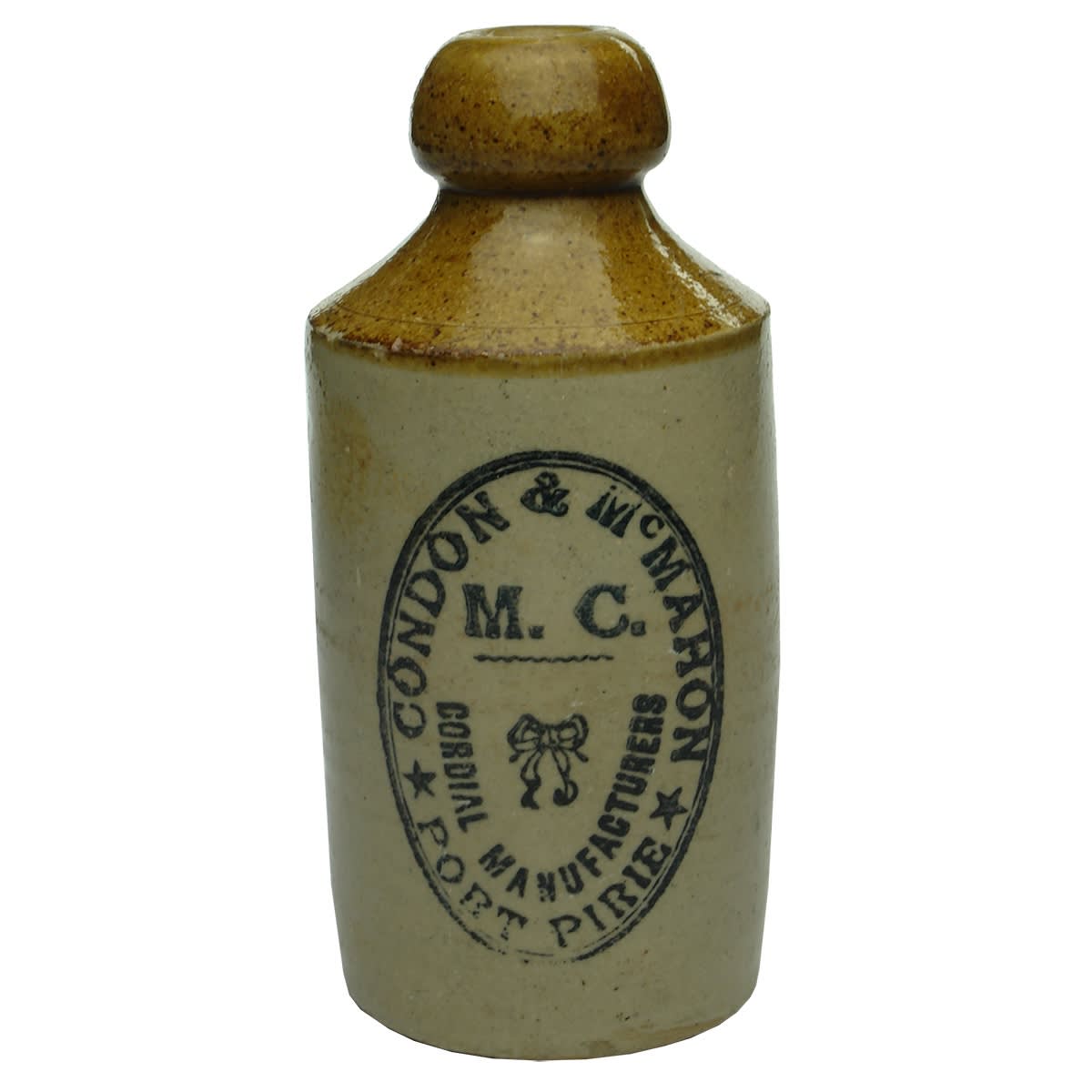 Ginger Beer. Condon & McMahon, Port Pirie. Bow Tie. Tan Top. Dump. (South Australia)