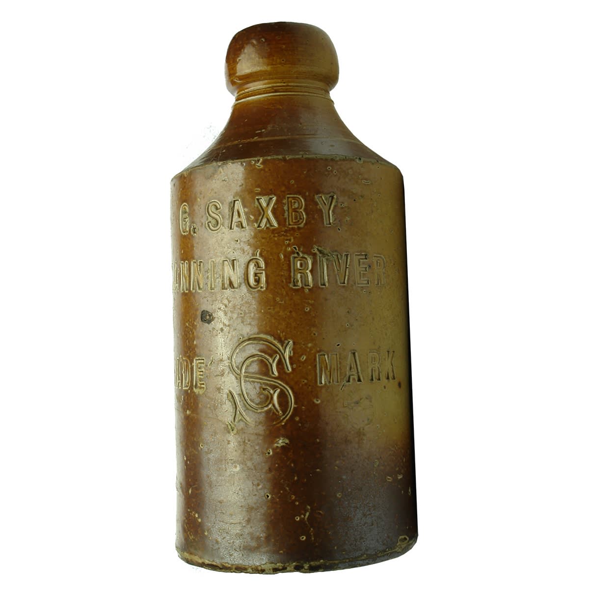 Ginger Beer. G. Saxby, Manning River. Impressed. Salt Glaze. Dump. (New South Wales)