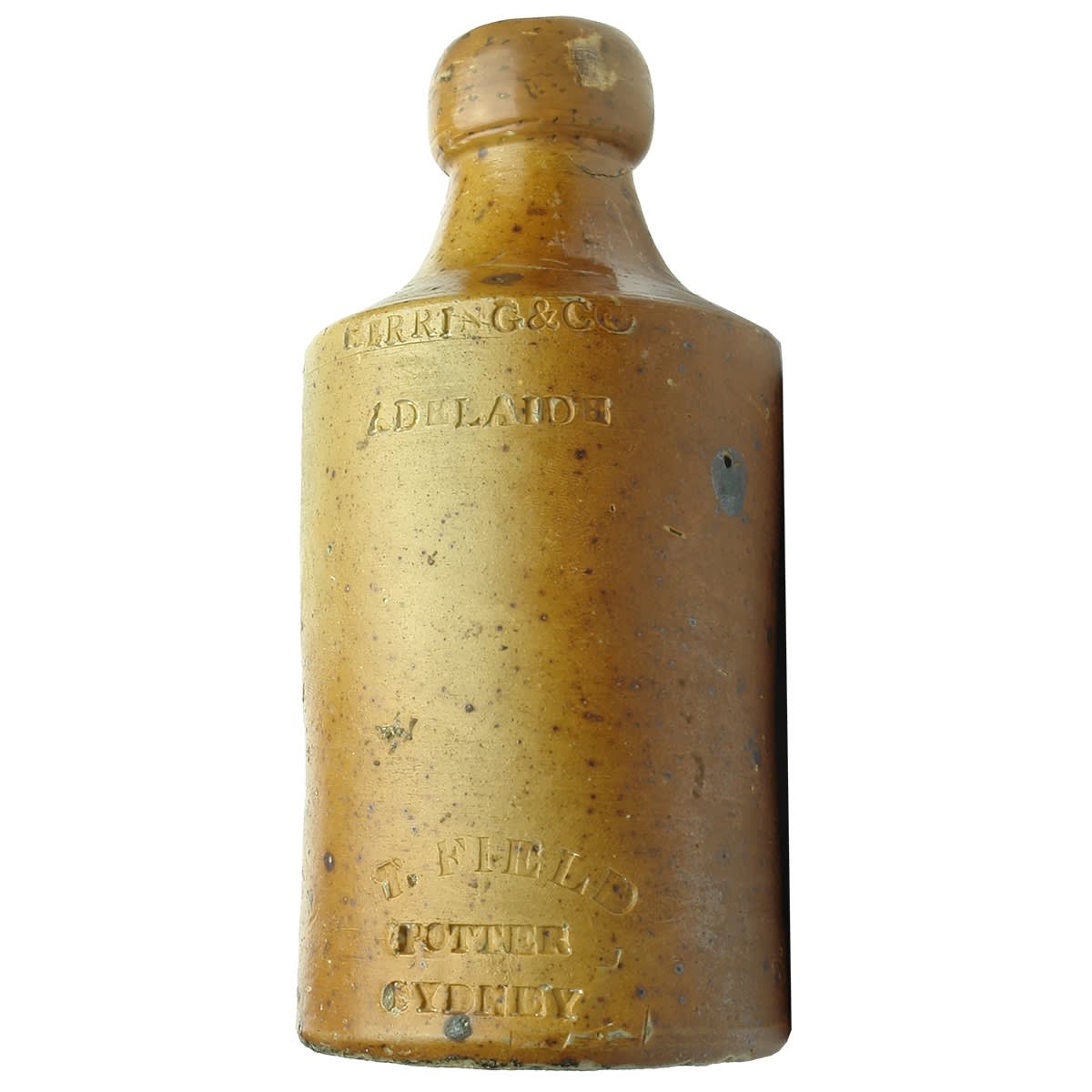 Ginger Beer. Herring & Co, Adelaide / T. Field, Sydney. Salt Glaze. Double Stamped. (South Australia)