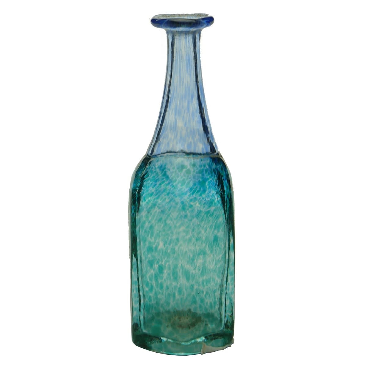 Glassware. Hexagonal Nailsea Type Little Bottle With Flared Lip.