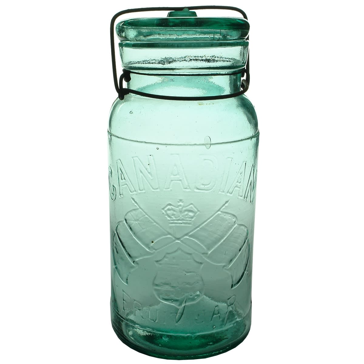 Fruit Preserving Jar. Canadian Fruit Jar. Crown & Crossed Flags. Half Gallon. (Australia)