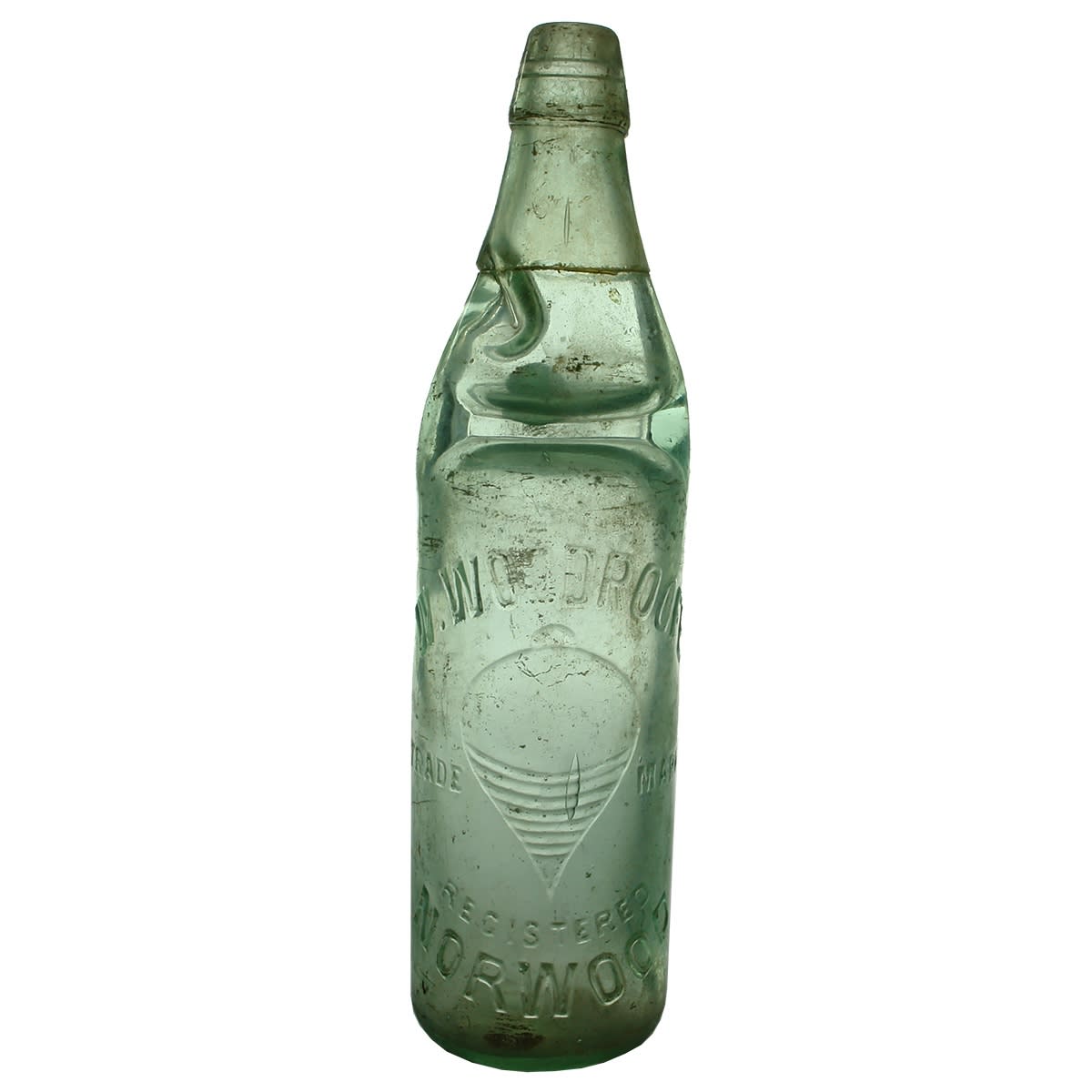 Codd.  W. Woodroofe, Norwood.  Traditional codd style patent. 32 oz. Repaired. (South Australia)