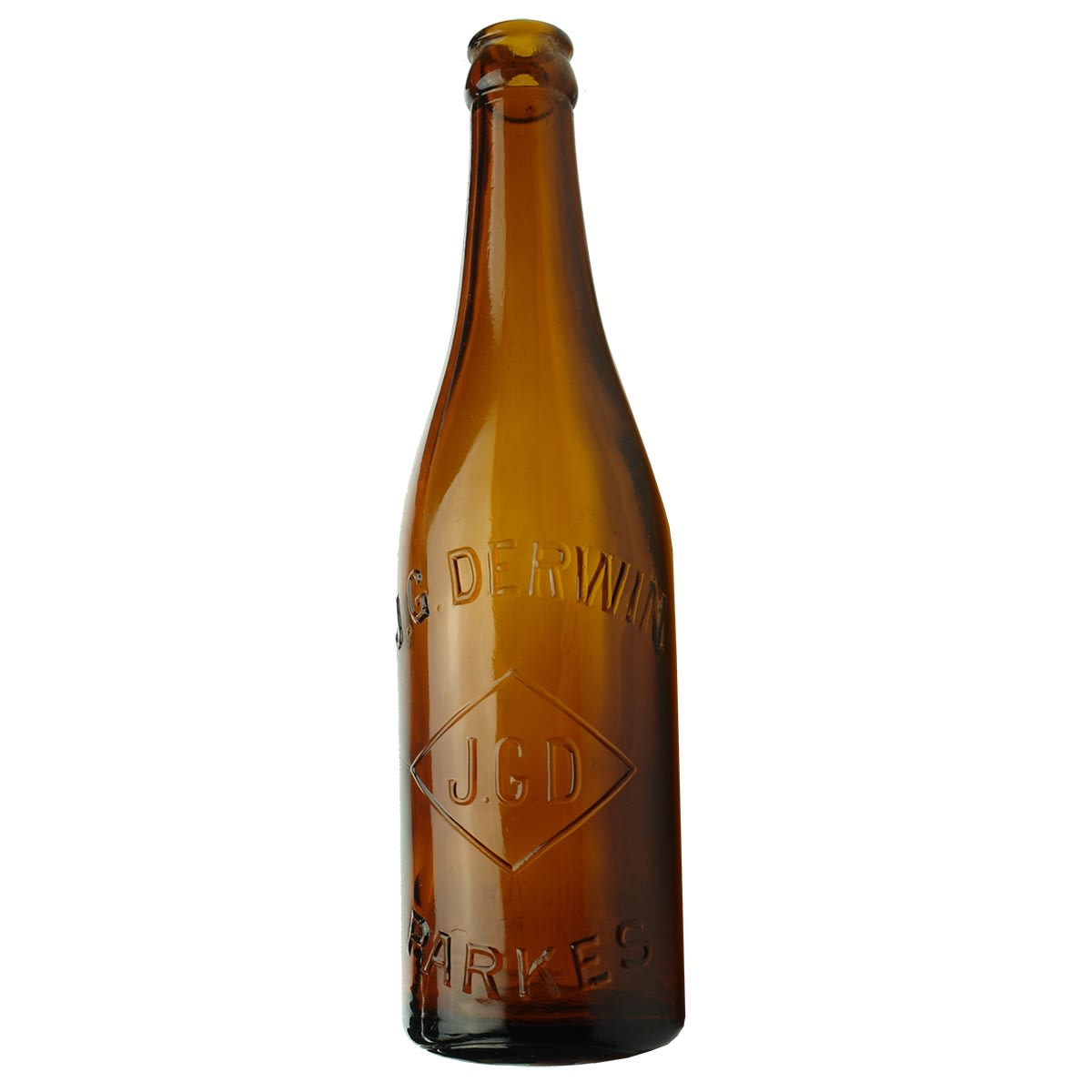 Crown Seal. J. G. Derwin, Parkes. Amber. 10 oz. (New South Wales)