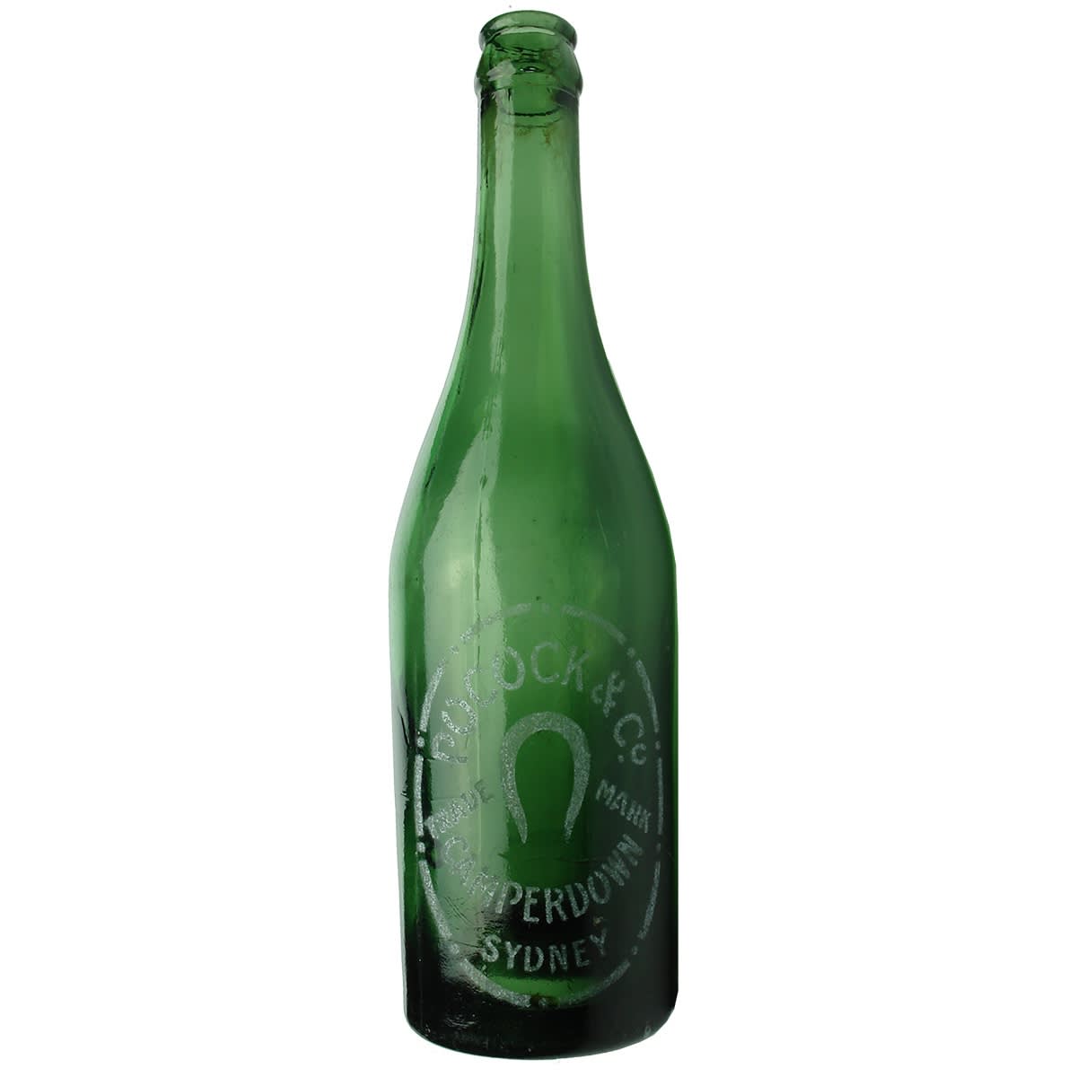 Sandblasted Crown Seal. Pocock & Co., Camperdown, Sydney. 13 oz. Green Crown Seal. (New South Wales)