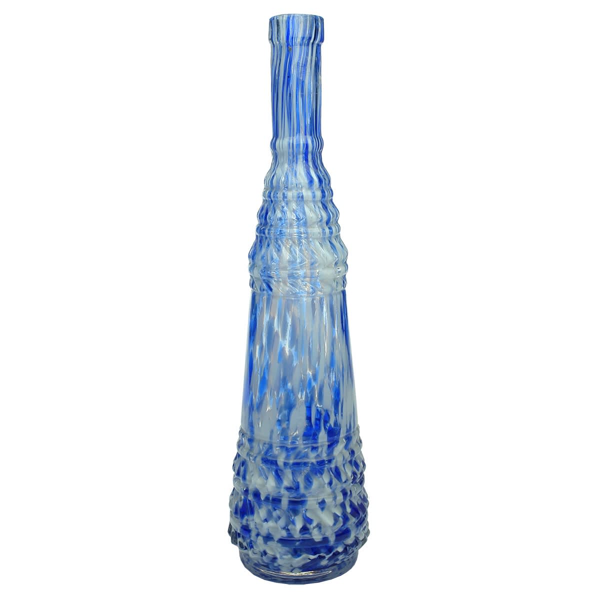 Tall Blue & White "Nailsea" glass Condiment or Liqueur.