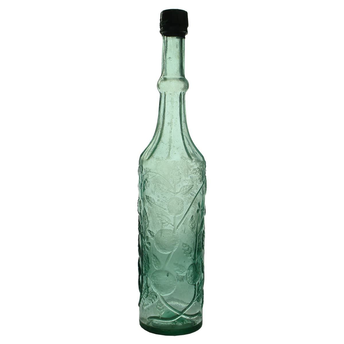 Goldfields. L. Rose & Co Lime Juice with Ornate Neck. Aqua. 26 oz. (United Kingdom) (Late Kingsley Durdin Collection)