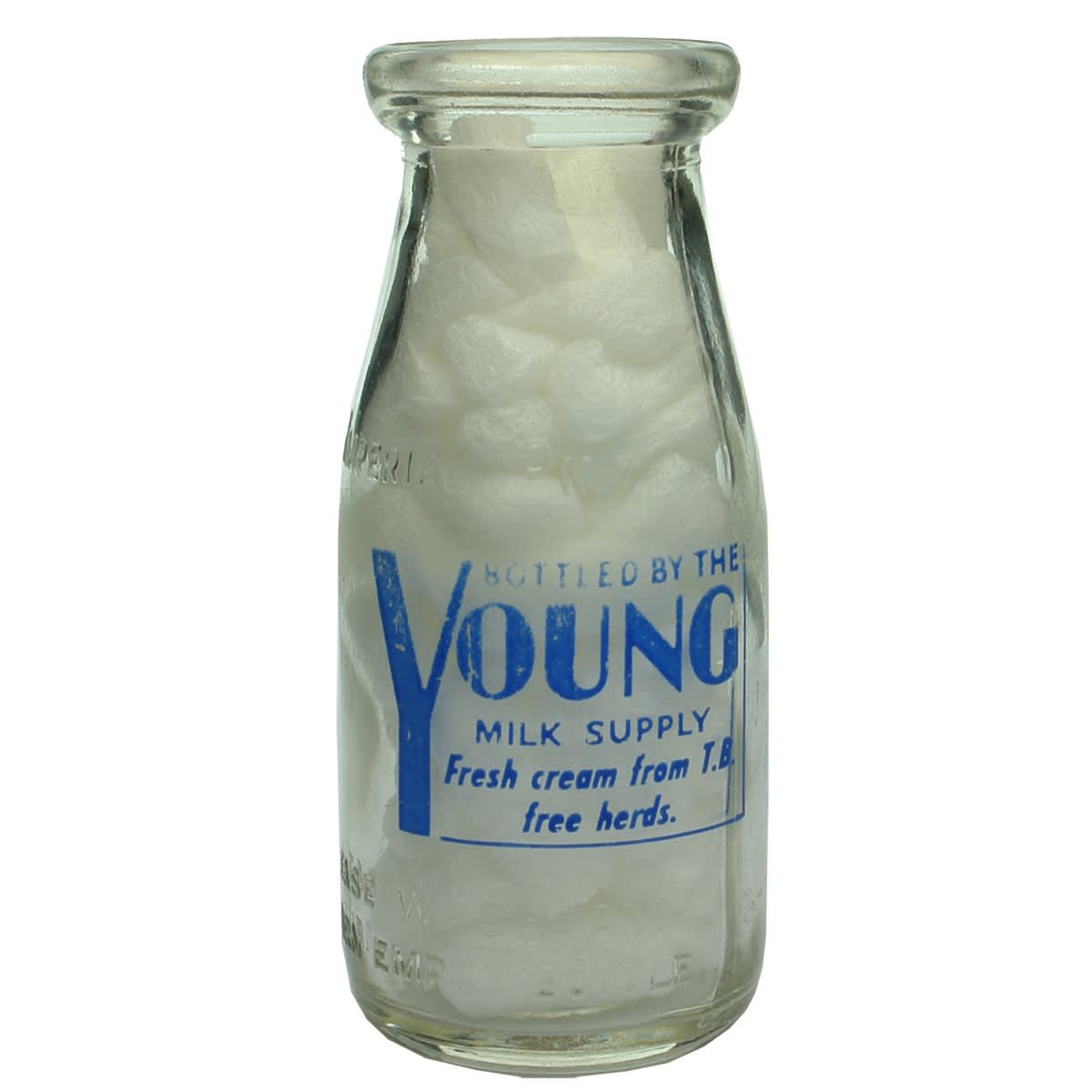 Ceramic Label Cream. Young Milk Supply. Half Pint. (New South Wales)