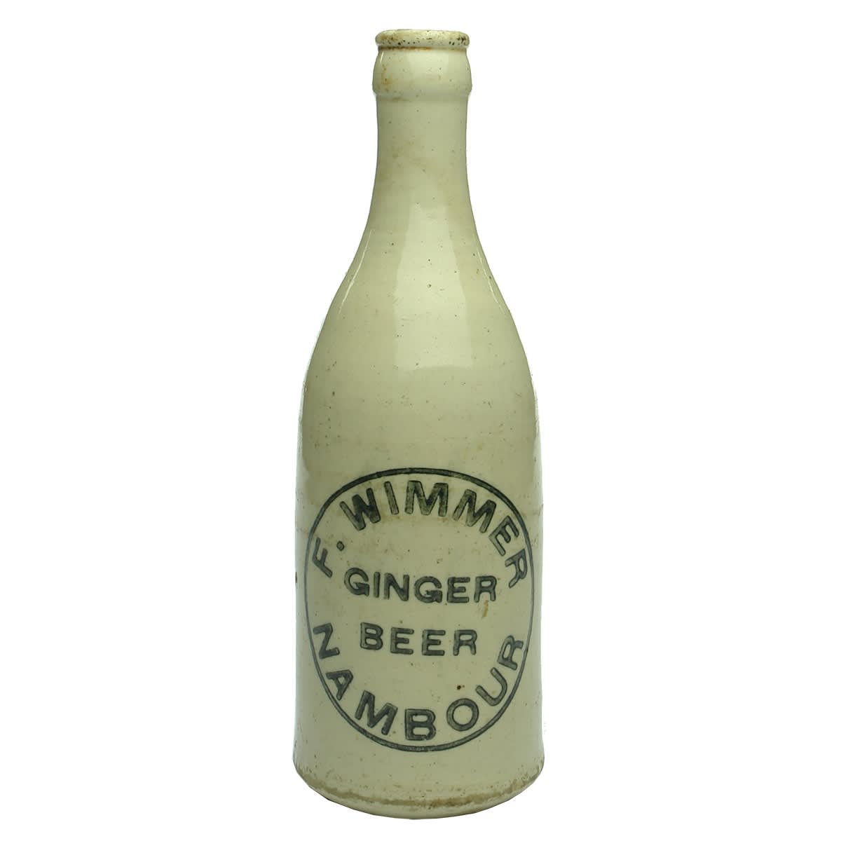 Ginger Beer. F. Wimmer, Nambour. All White. Crown Seal. Mauri Bros & Thomson. (Queensland)