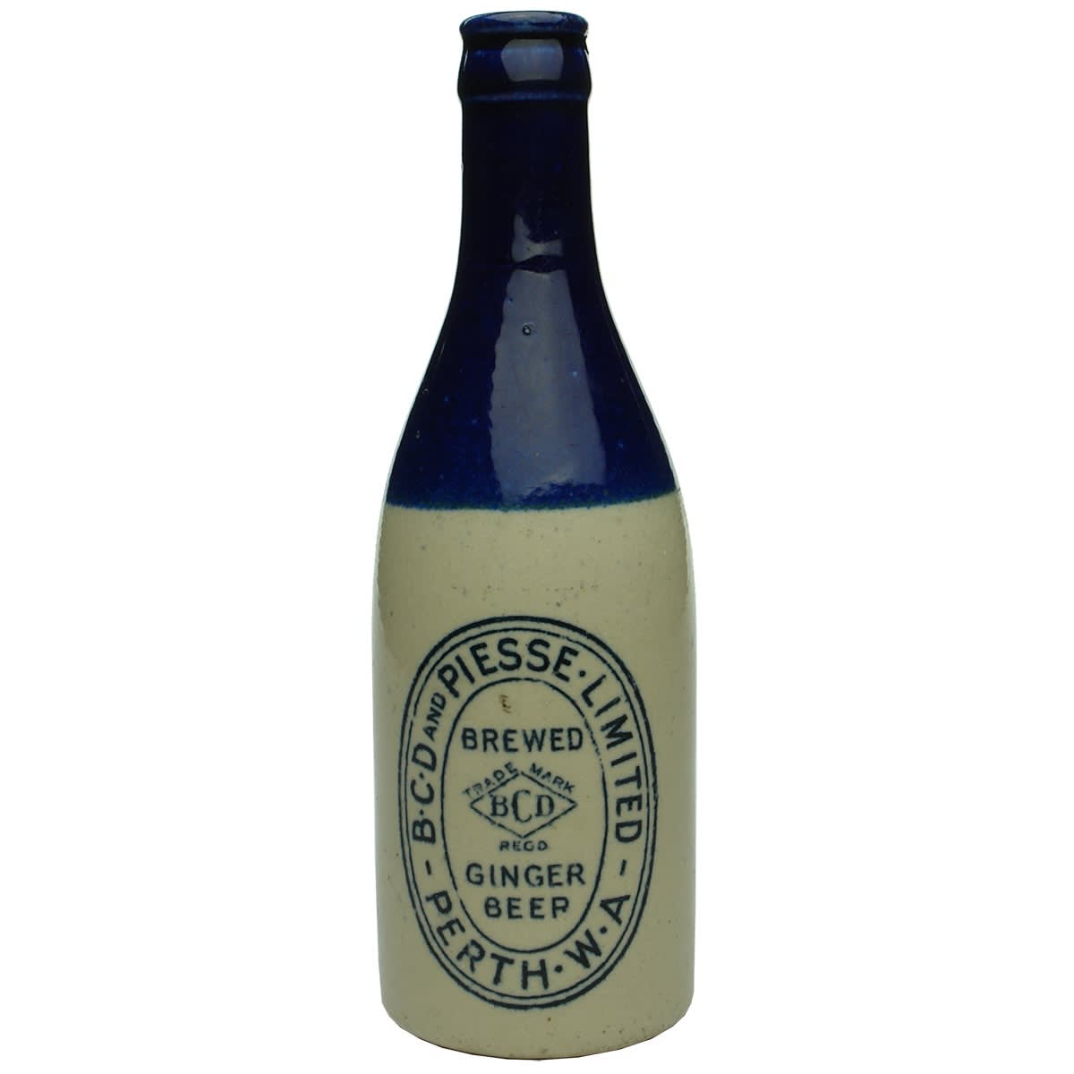 Ginger Beer. BCD and Piesse Limited. Perth. Blue Top. Crown Seal. (Western Australia)