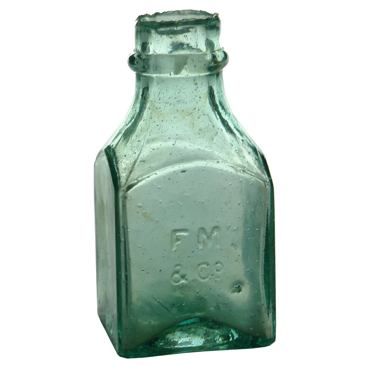 Ink. Square with tapered top. FM & Co. Aqua. 2 oz. 100 mm.