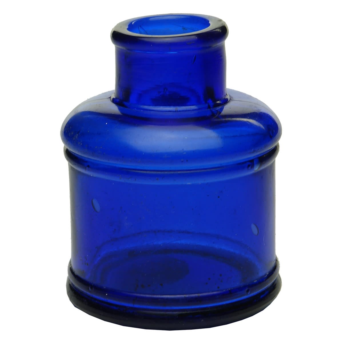 Ink. Plain Cobalt Blue wide mouth cotton reel type shape. 2 oz. 75 mm.
