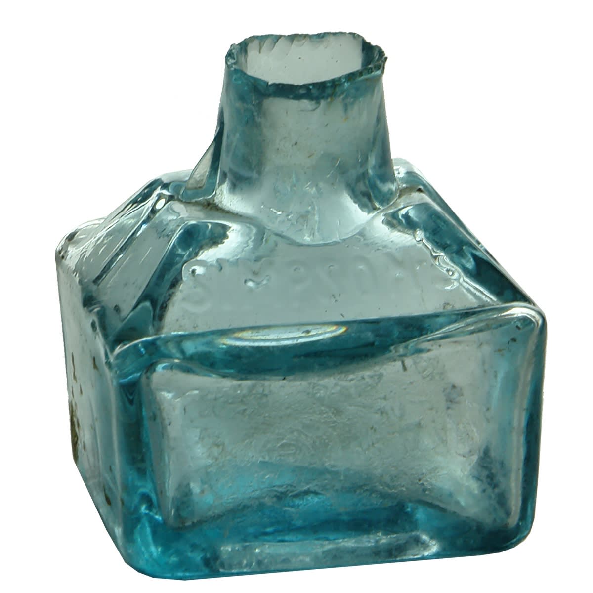 Ink. Simpson's Ink embossed on shoulders. Square section boat ink. Ice blue. 1 oz. 50 mm. (Sydney, New South Wales)