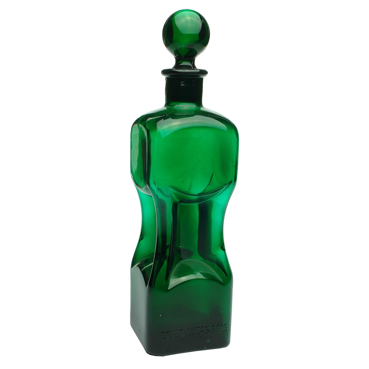Gin Decanter. Pinch waisted. With original stopper. Dark Green.