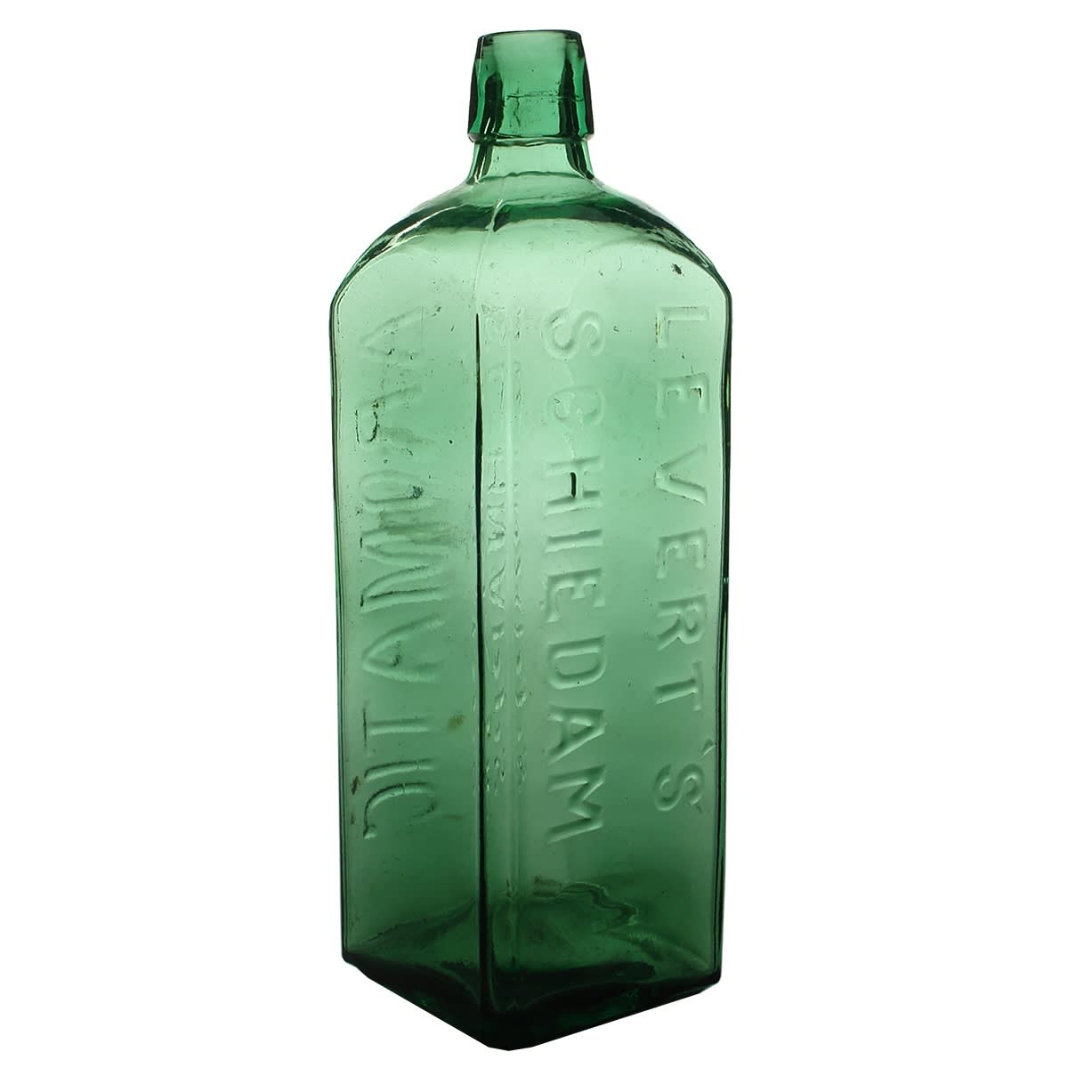 Schnapps. Levert's Schiedam. Aromatic Schnapps. Mid Green 26 oz.