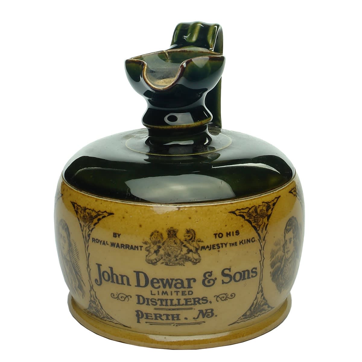 Whisky Jug. John Dewar & Sons Limited Perth. To His Majesty the King. Robbie Burns. Scottish scenes
