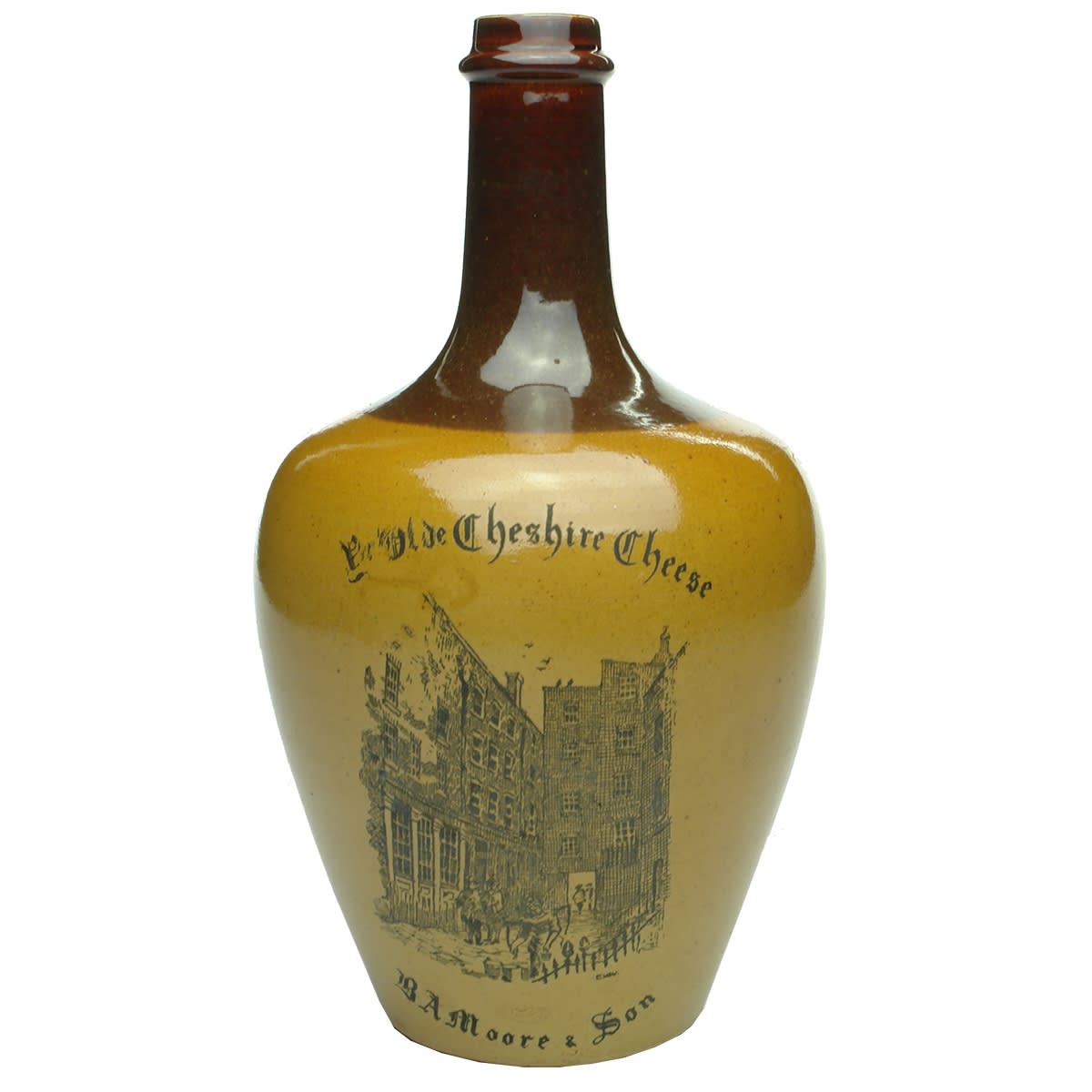 Whisky Jug. Ye Olde Cheshire Cheese. B. A. Moore & Son. Doulton Lambeth.