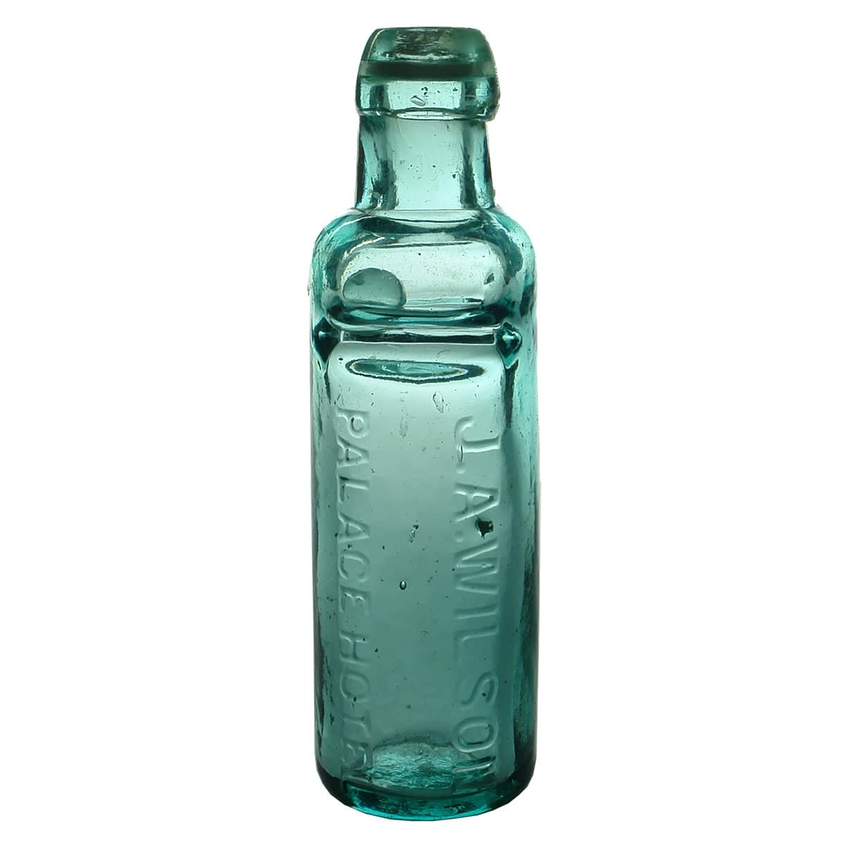 Codd. J. A. Wilson, Palace Hotel. Blob Top. All Way Pour. Aqua. 6 oz. (Melbourne, Victoria)