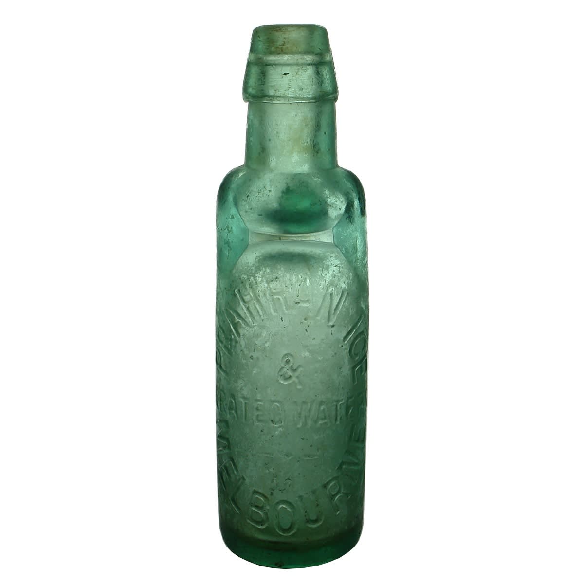 Codd. J. Dixon & Co., Prahran Ice & Aerated Waters, Melbourne. All Way Pour. Aqua. 6 oz. (Victoria)
