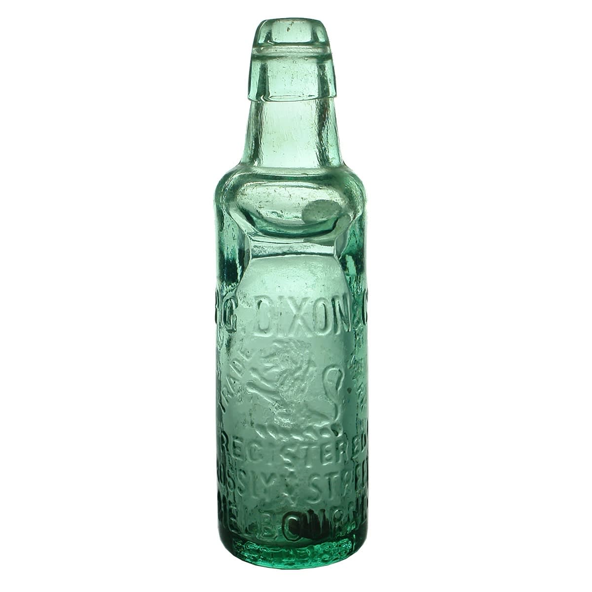 Codd. P. G. Dixon, Melbourne, Intercolonial Exhibitions. 1899. All Way Pour. Aqua. 6 oz. (Victoria)