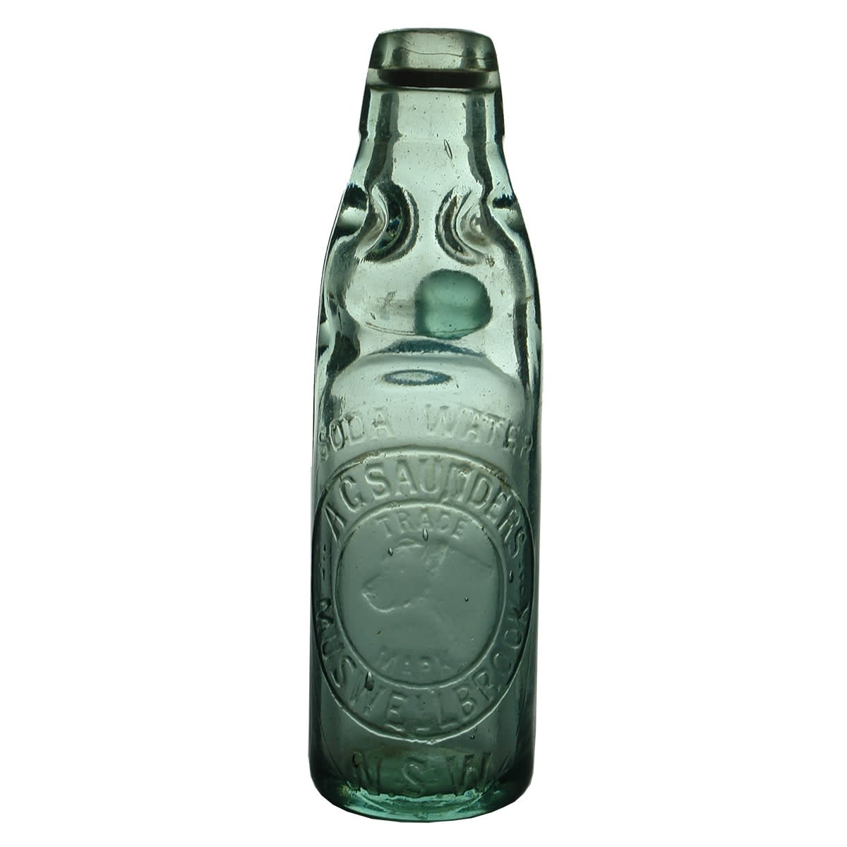 Codd. A. G. Saunders, Muswellbrook. Soda Water. Dobson. Aqua. 6 oz. (New South Wales)