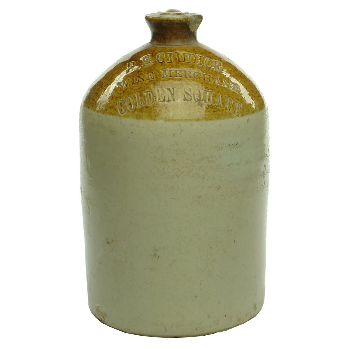 Demijohn. R. S. Giudice, Wine Merchant, Golden Square. Half Gallon. (Bendigo, Victoria)