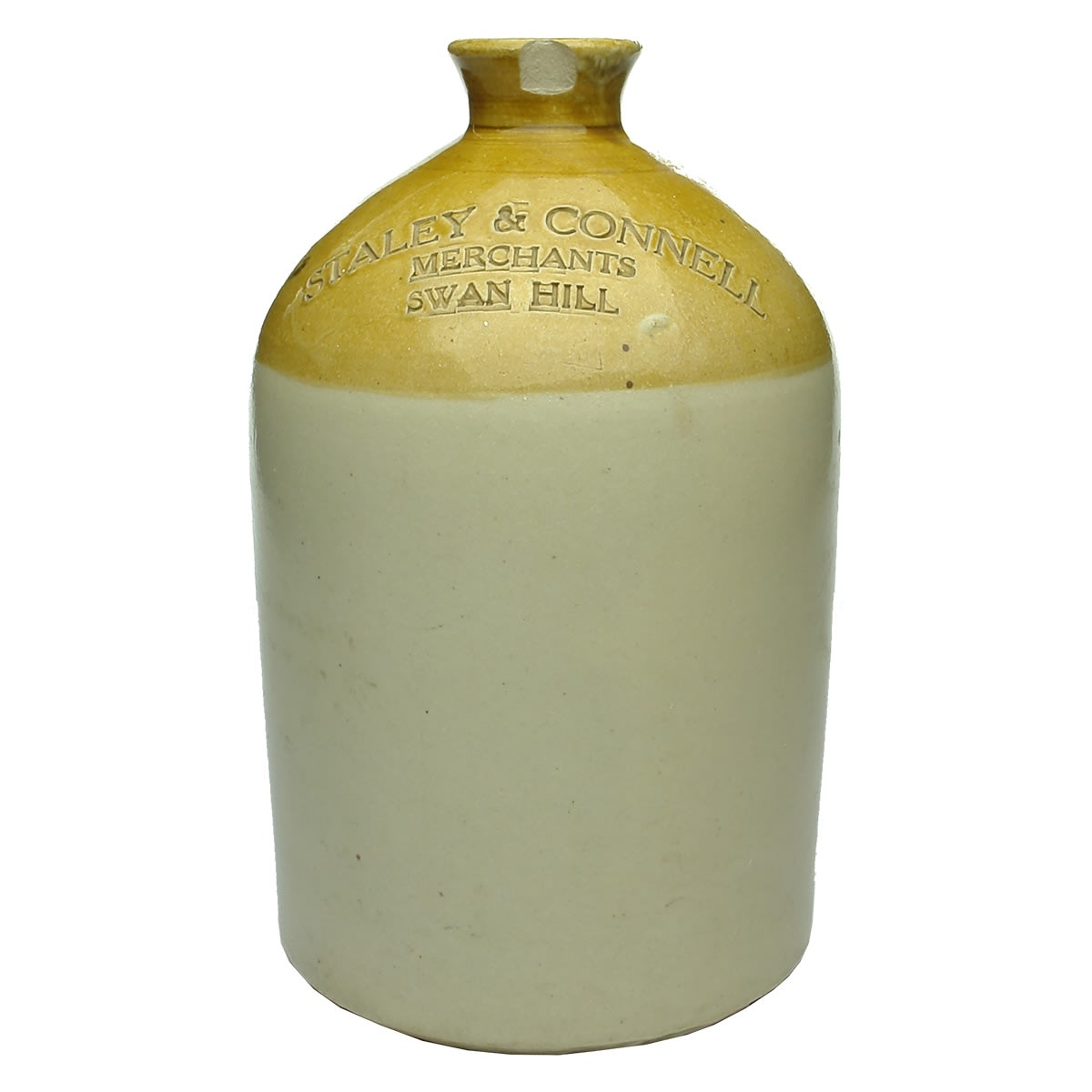 Demijohn. Staley & Connell, Merchants, Swan Hill. Half Gallon. (Victoria)