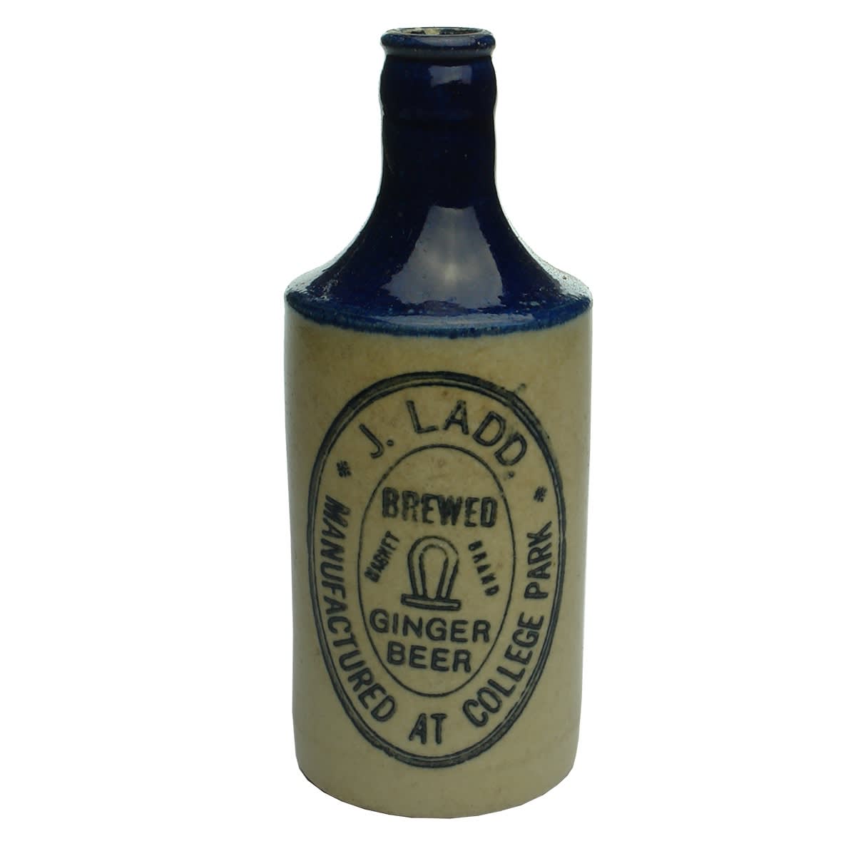 Ginger Beer. J. Ladd, Magnet Brand, College Park. No potters stamp. Crown Seal. Blue Top. (South Australia)