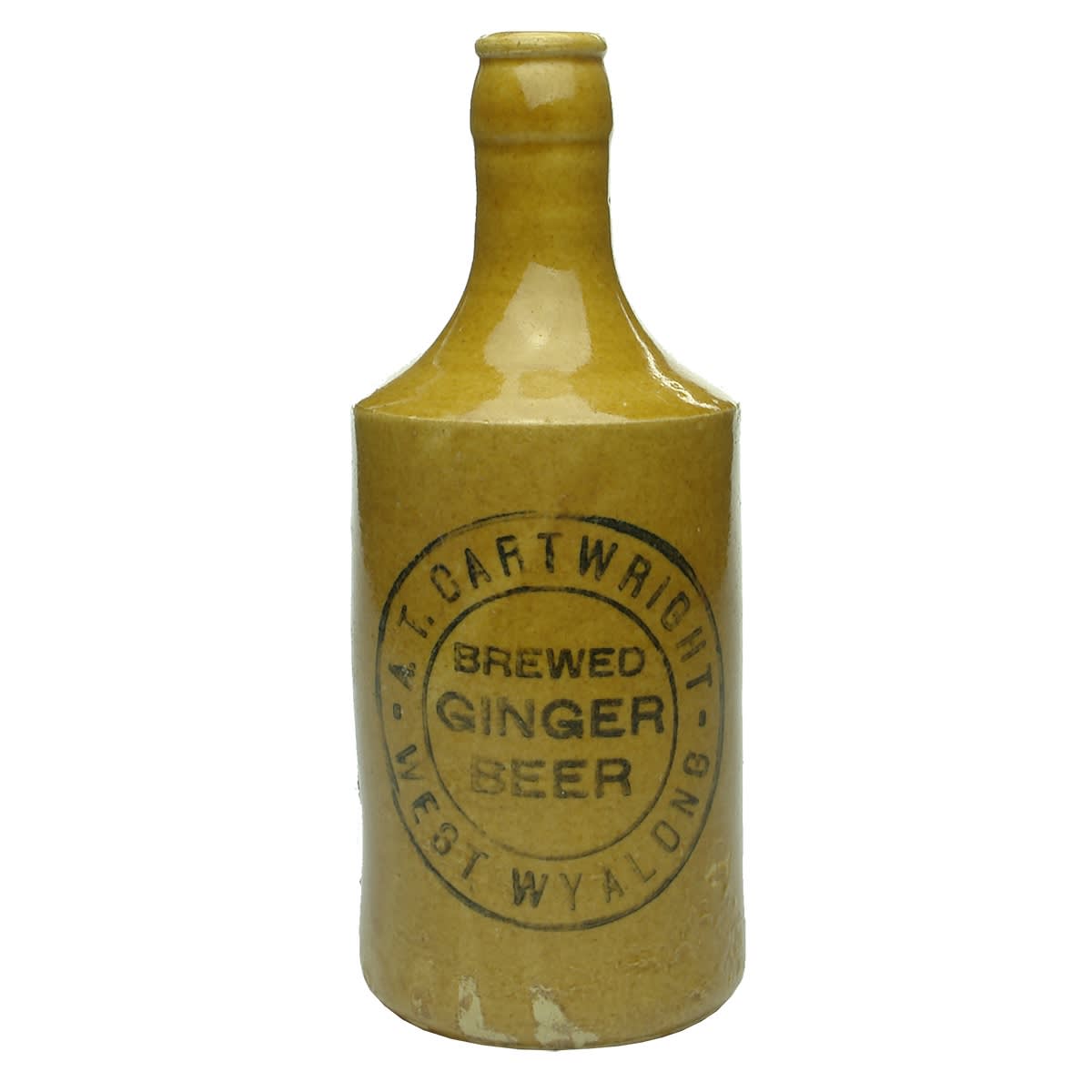 Ginger Beer. A. T. Cartwright, West Wyalong. Crown Seal. Dump. All Tan. (New South Wales)