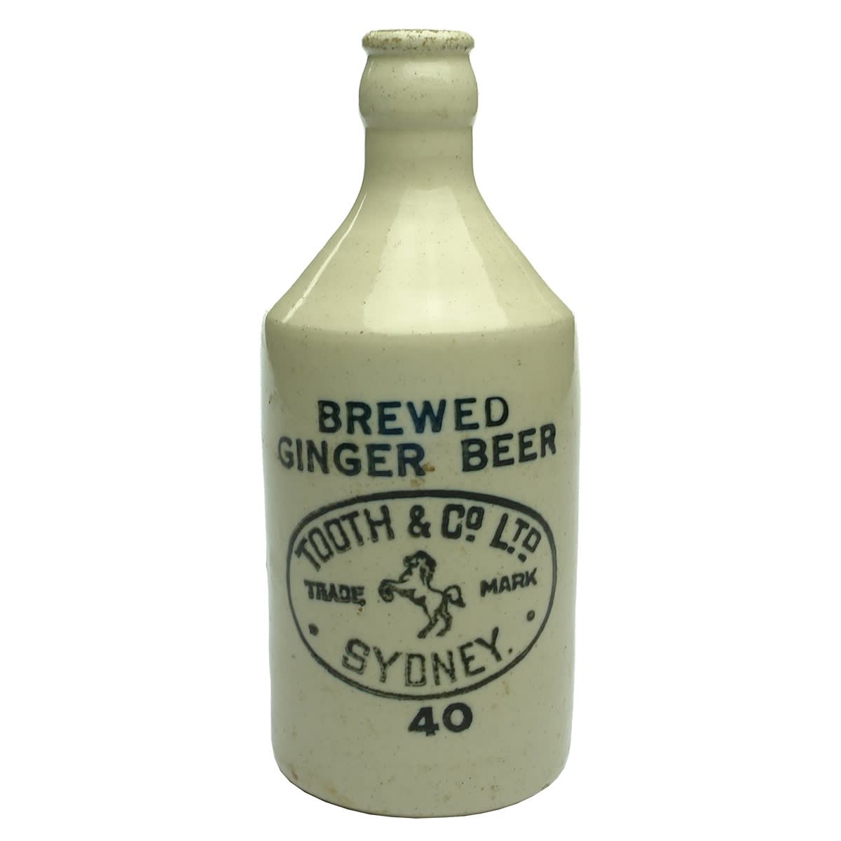 Ginger Beer. Tooth & Co Ltd, Sydney. Rearing Horse. 40. All White. Crown Seal. (New South Wales)