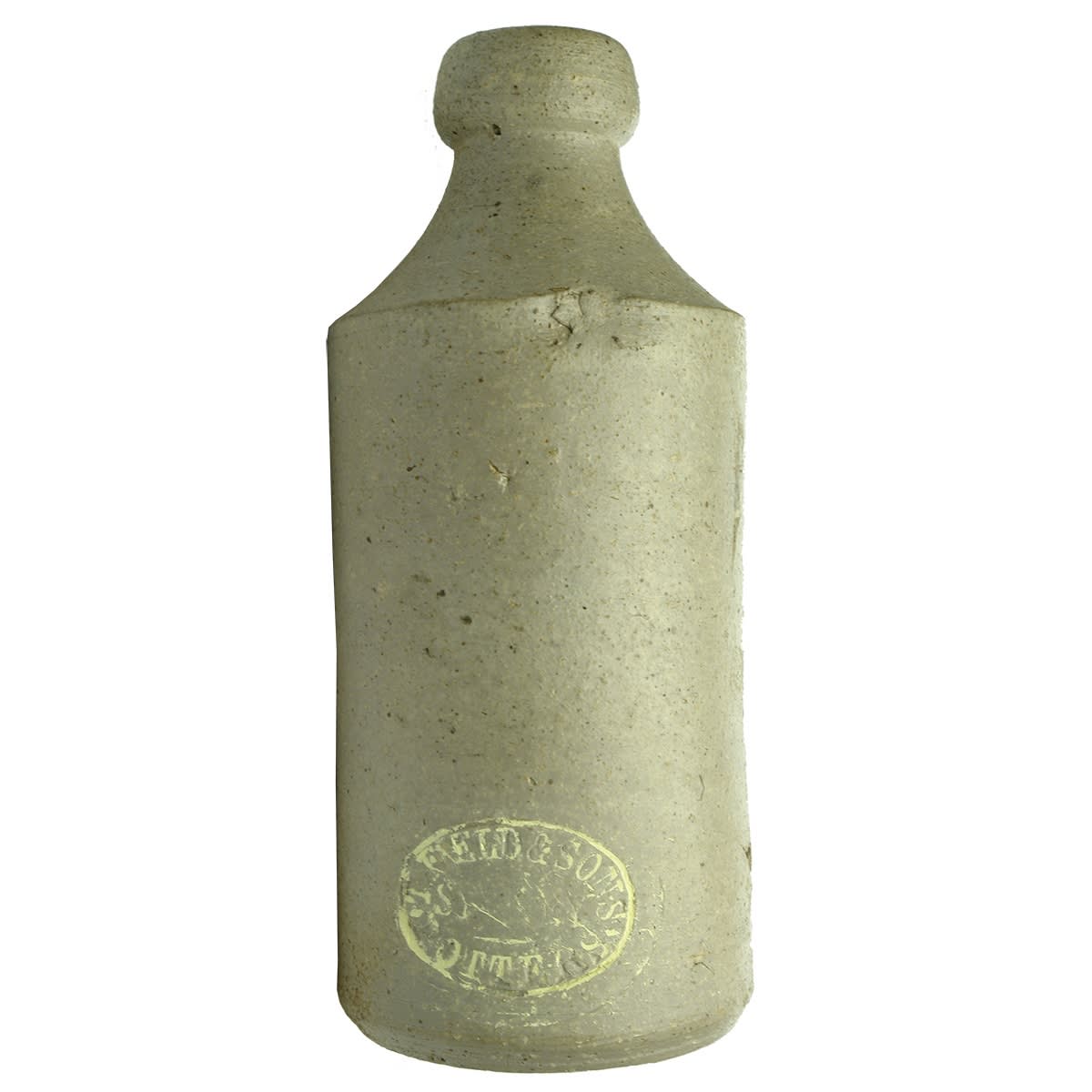 Ginger Beer. T. Field & Sons, Potters, Sydney. Grey. Dump shape. 10 oz. Impressed. (New South Wales)