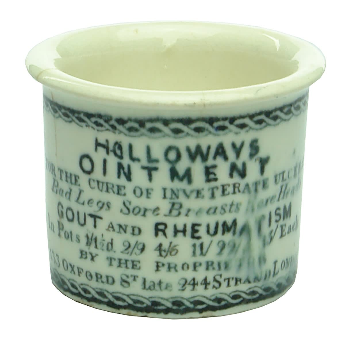 Ointment. Holloways Ointment, 533 Oxford St, late 244 Strand, London. Pot. (United Kingdom)