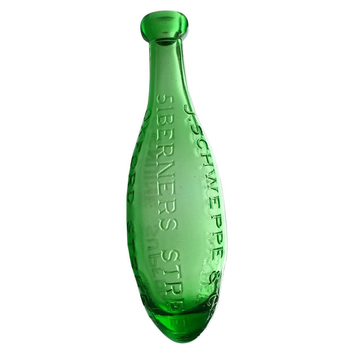 Torpedo. J. Schweppe & Co. Berners Street. Oxford Street. Green. 10 oz. (Reproduction)