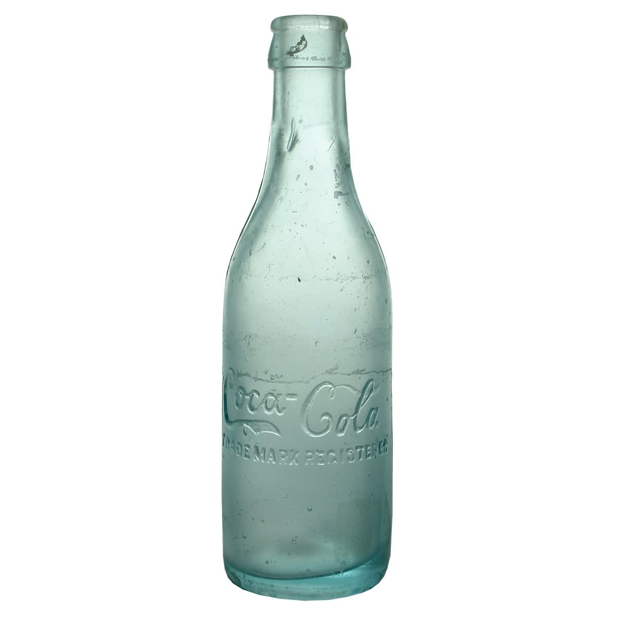 Crown Seal. Coca-Cola. Root base mark. Applied top, spun finish. Aqua. 6 oz. (United States)