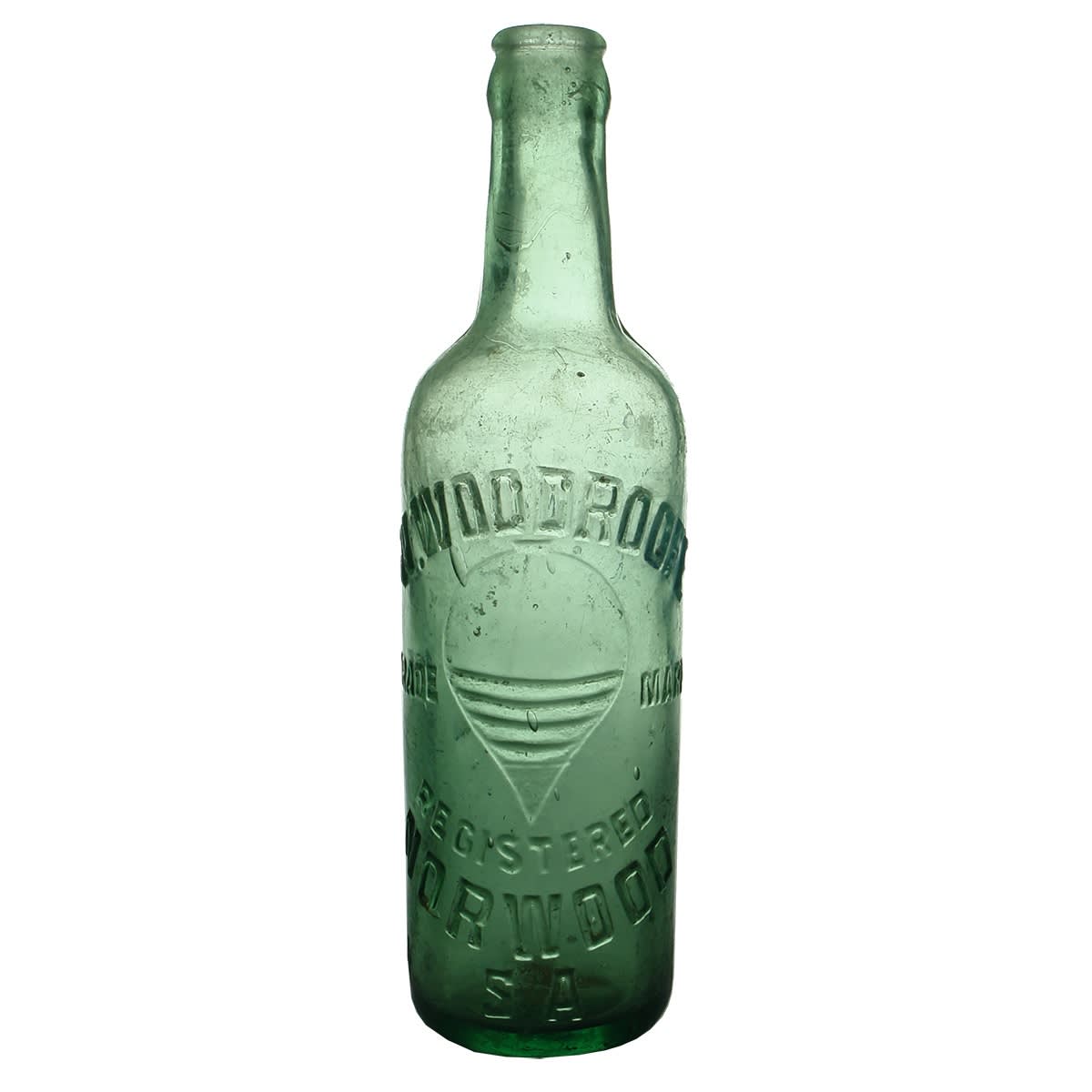Crown Seal. W. Woodroofe, Norwood. Shouldered. No Rear Embossing. Aqua. 10 oz. (South Australia)