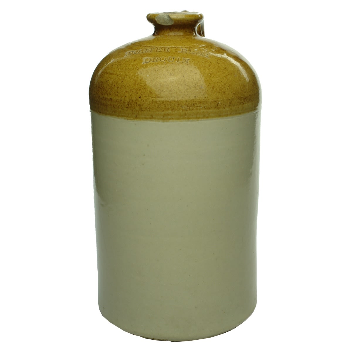 Demijohn. Porter Bros., Drouin. Tan top. 1 Gallon. (Gippsland, Victoria)