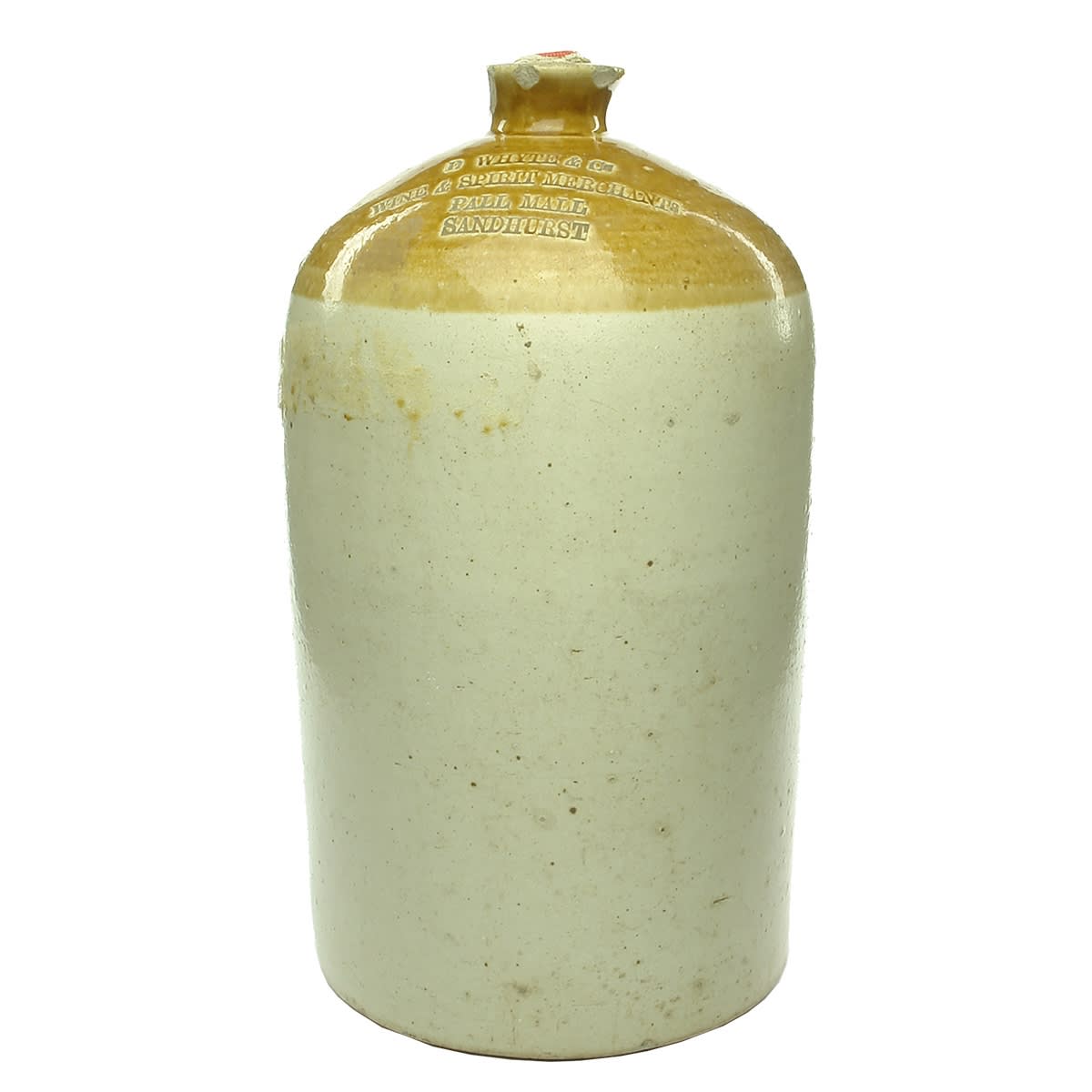 Demijohn. D. Whyte & Co, Wine & Spirit Merchants, Pall Mall, Sandhurst. 2 Gallon. (Bendigo, Victoria)