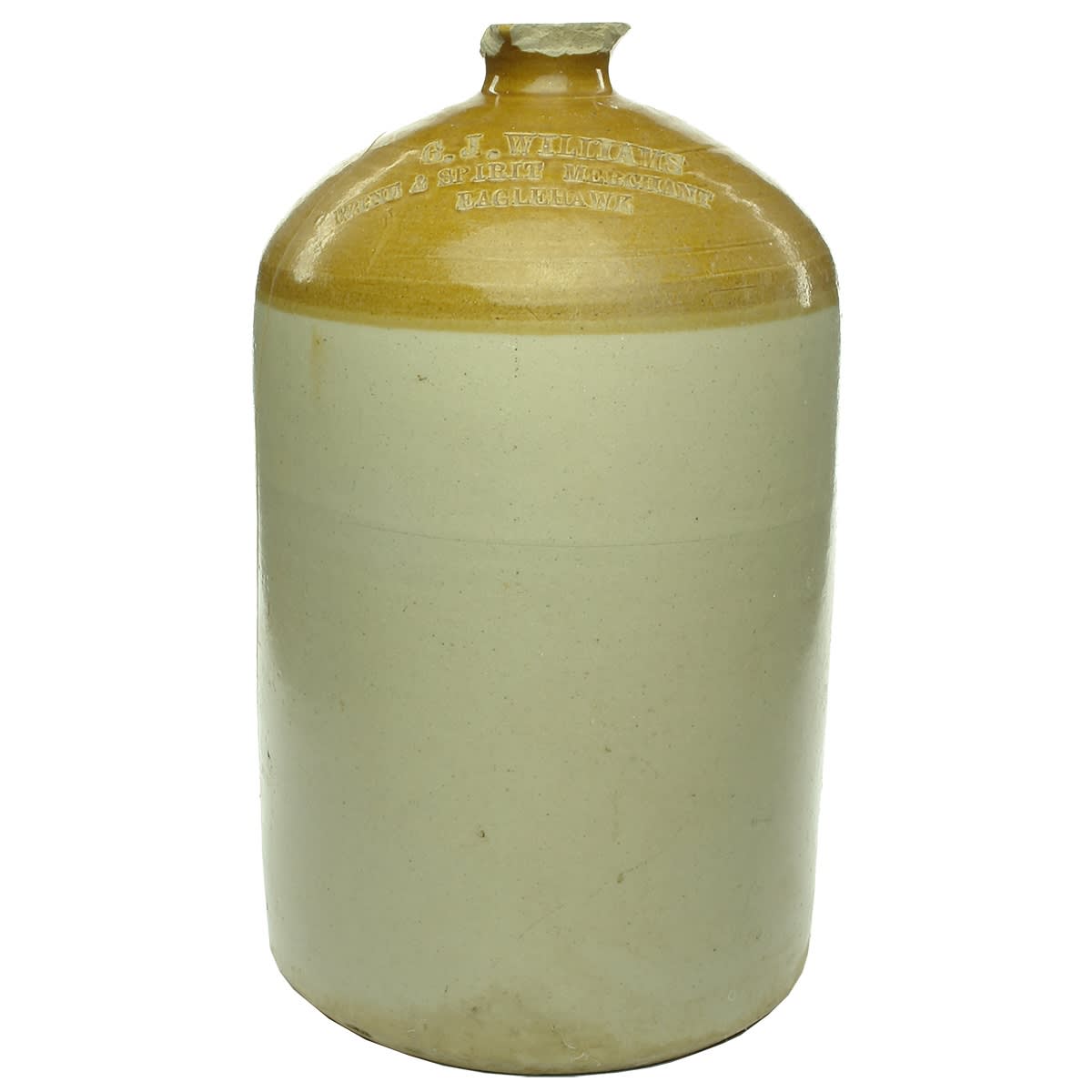 Demijohn. G. J. Williams, Wine & Spirit Merchant, Eaglehawk. 2 Gallon. Impressed. (Victoria)