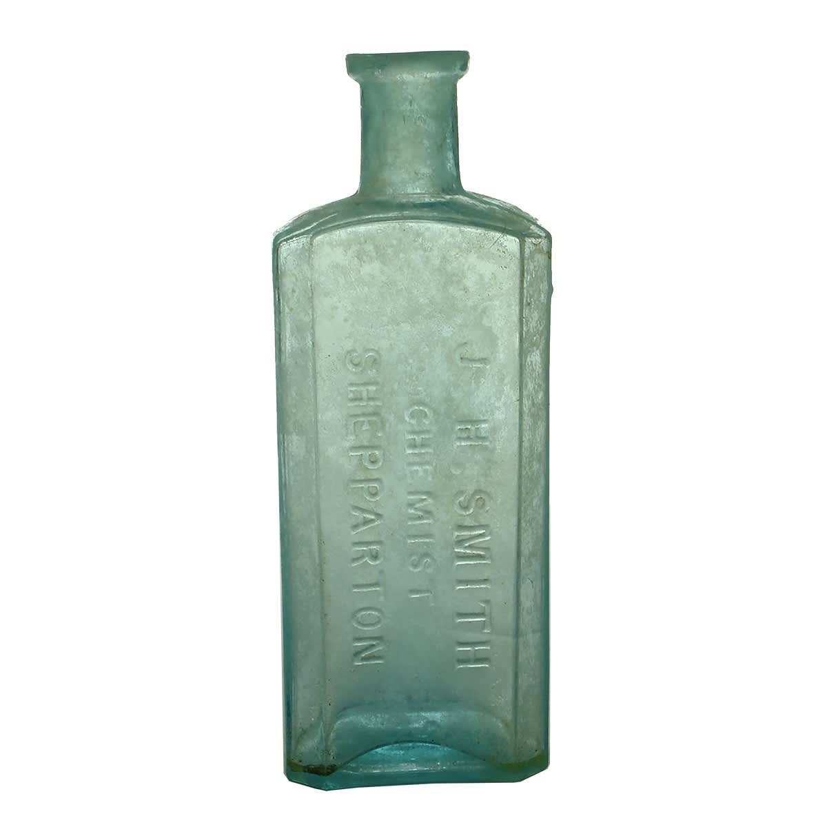 Chemist. J. H. Smith, Shepparton. Oblong. Aqua. 6 oz. 157 mm. (Victoria)