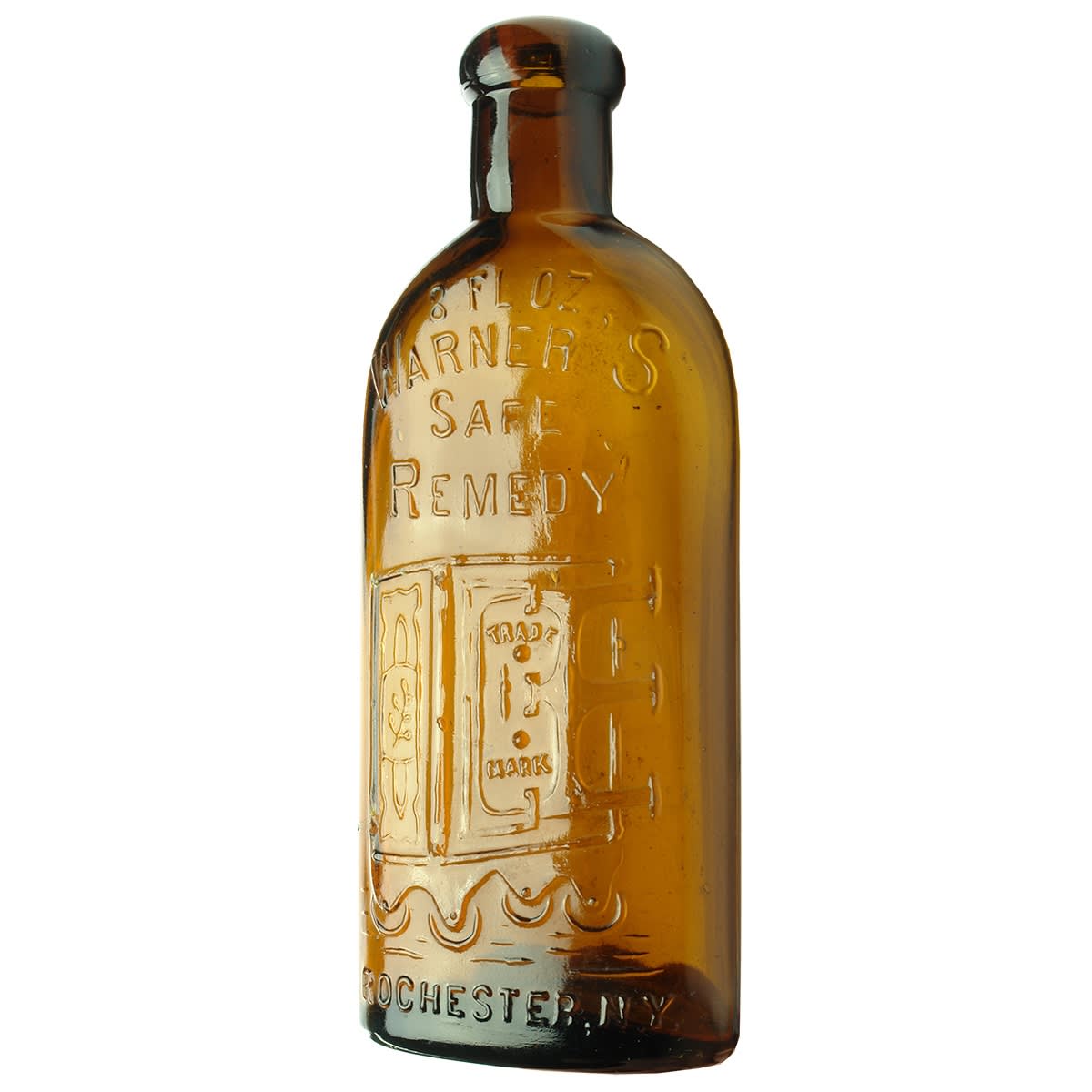 Cure. Warners Safe Remedy. Rochester NY. Amber. 8 oz.